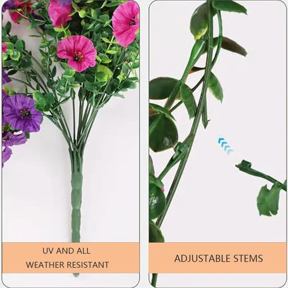 2/4 Pack Artificial Flowers for Outdoors, Artificial Hanging Flowers for Outdoors, Hanging Artificial Flowers for Outdoors, UV Resistant Hanging Artificial Morning Glory Vine (White,4Pcs)