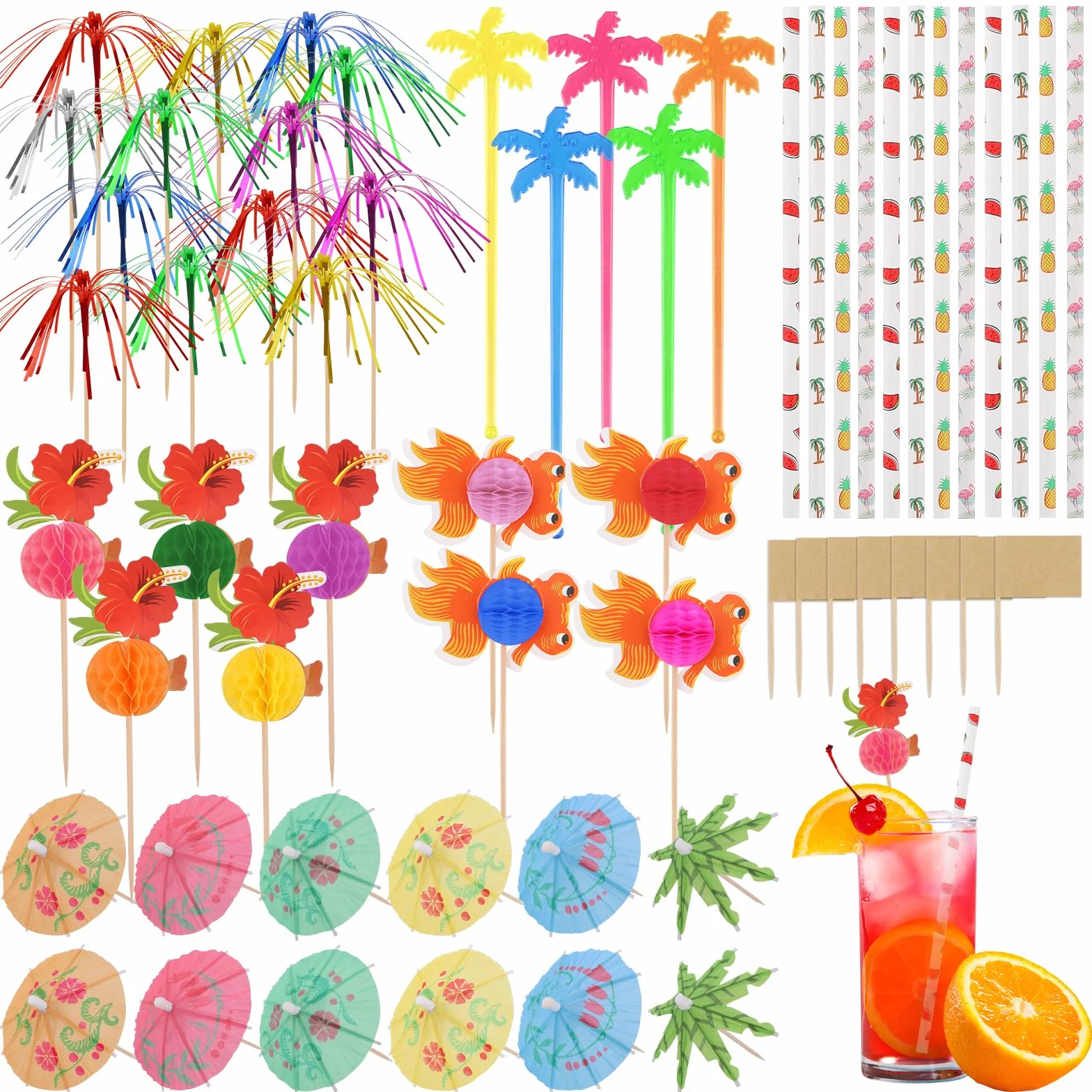 187 Piezas Paraguas de Cóctel Decoración para Bebidas y Pasteles