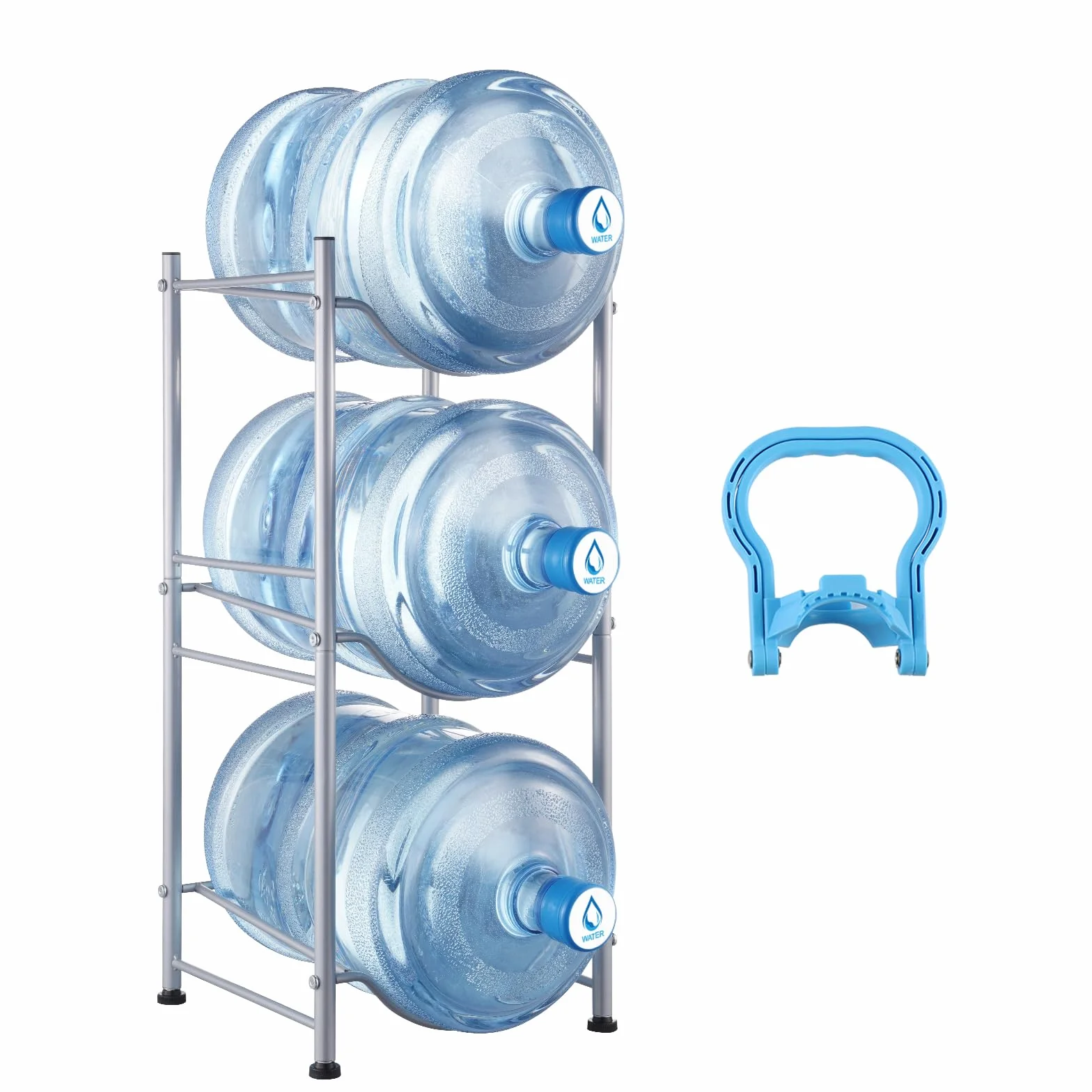 VEVOR Soporte para Jarra de Agua 3 Niveles Estante para Botellas de Agua 332x330x746 mm Soporte para 3 Botellas Estante para Jarras de Agua Resistente para Cocina, Oficina, Sala de Estar, Plateado