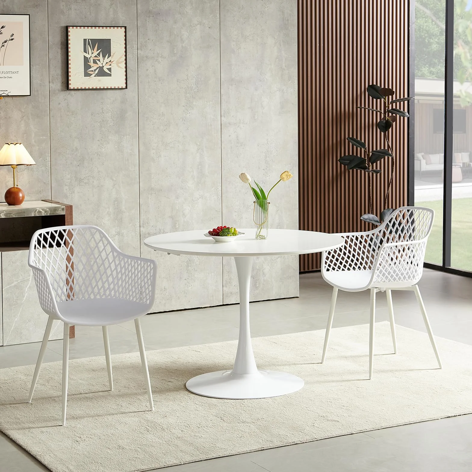 buybyroom Mesa de Comedor Redonda Moderna, Mesa de Bar, Escritorio, Adecuada para Cocina, Comedor, Sala de Estar y Oficina, para 2-4 Personas, diámetro 100 cm, Color Blanco