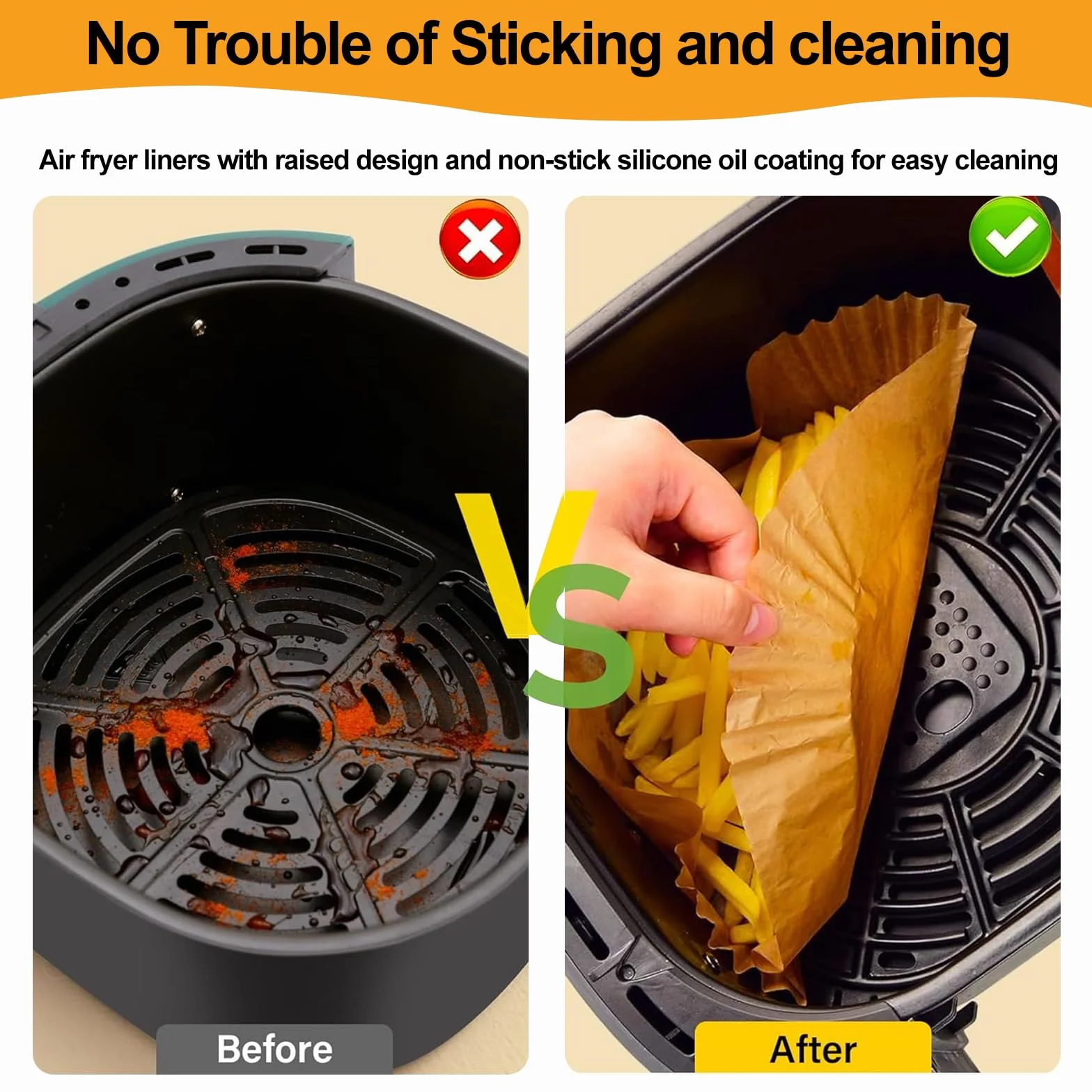 Papel Freidora Aire de 20-24cm,100 Unidades,Papel de Freidora de Aire Desechable de Grado Alimenticio,para Horno, Hornear y Microondas,Para Freidoras de Aire de 5 a 8 litros,BPA Free