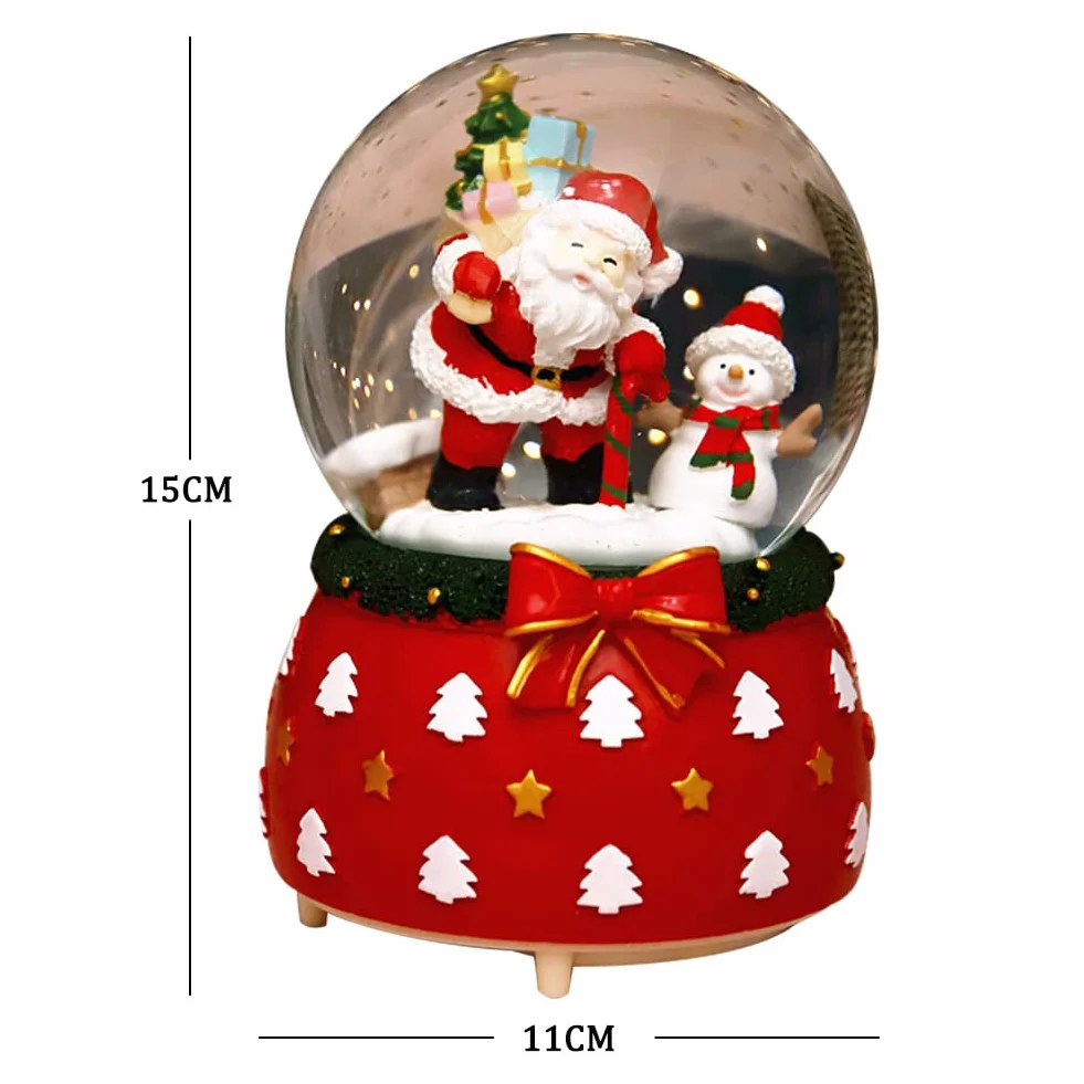 Linternas de Globo de Nieve de Navidad con Purpurina Giratoria Rojo
