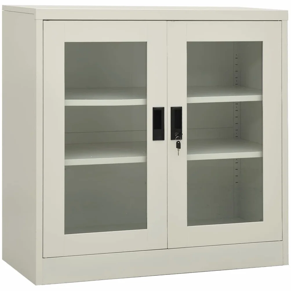 vidaXL Armario de Oficina Mueble Archivador Cajonera Almacenamiento Archivos Documentos Organizador Universal de Acero Gris Claro 90x40x90cm
