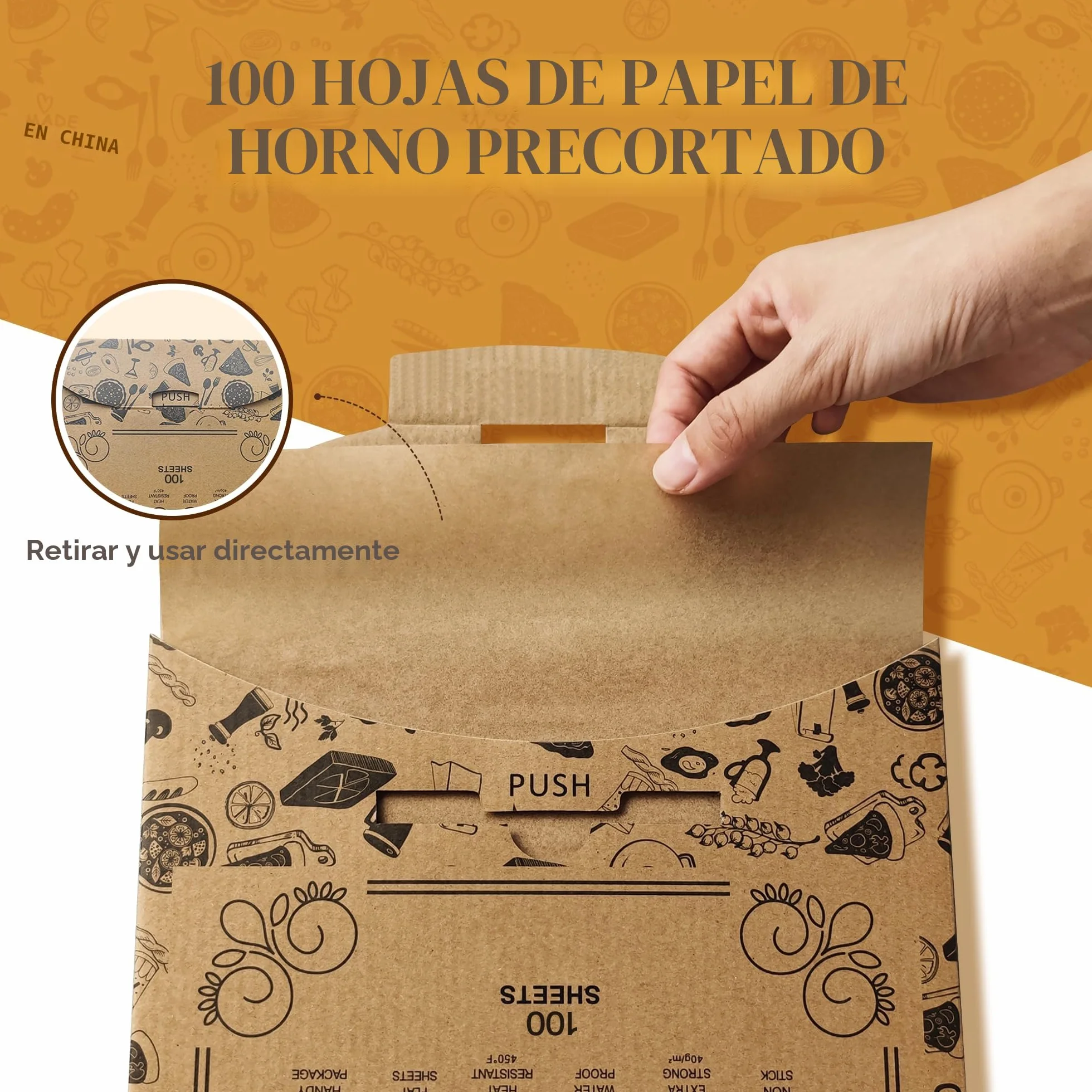 Papel pergamino sin blanquear 20x30 cm, hojas antiadherentes precortadas para hornear, cocinar y freidora de aire