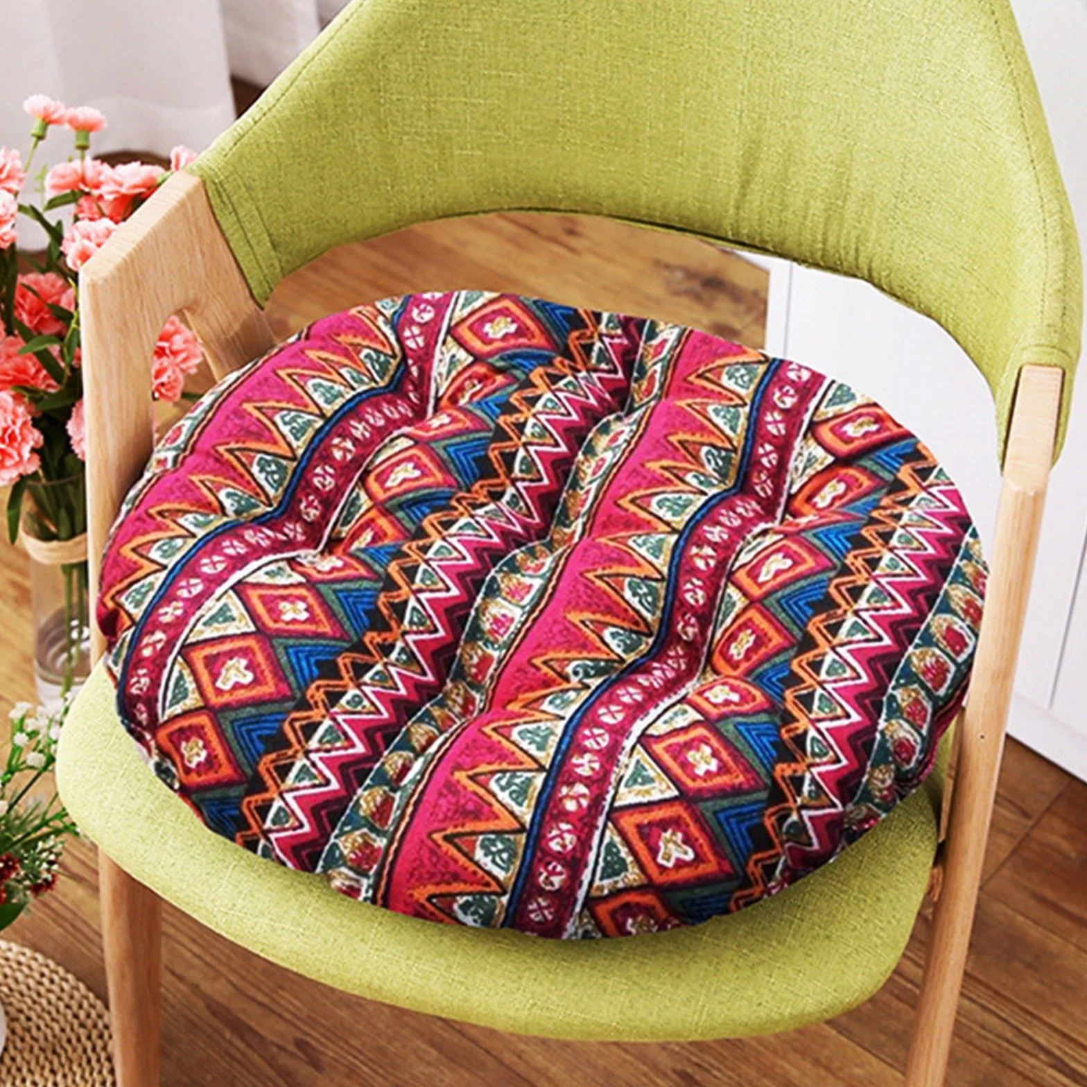 Pack 4 Cojines para Silla Grueso Tatami Redondo 45x45cm Hogar Oficina Comedor