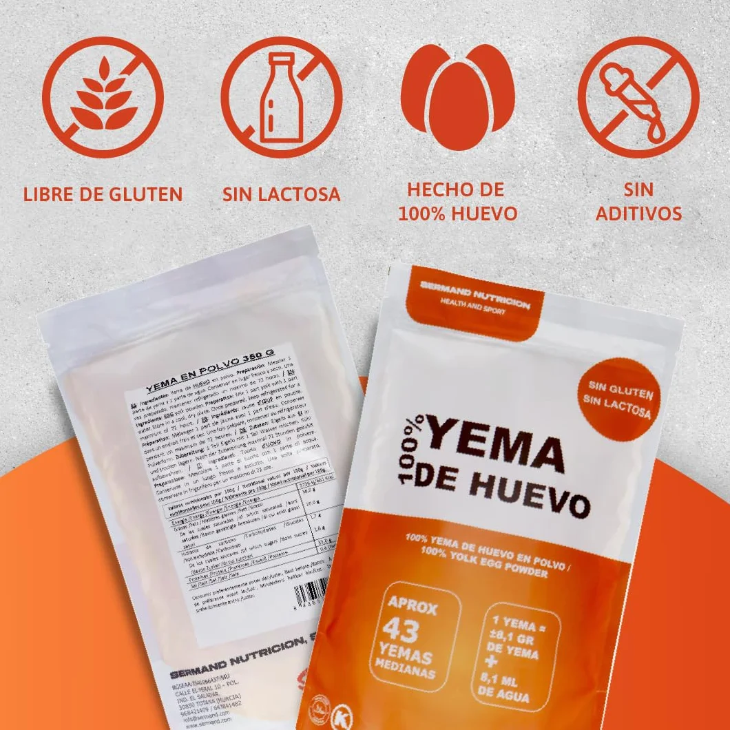 Yema de Huevo en Polvo 350 g Sin Aditivos Sin Lactosa Bolsa Zip
