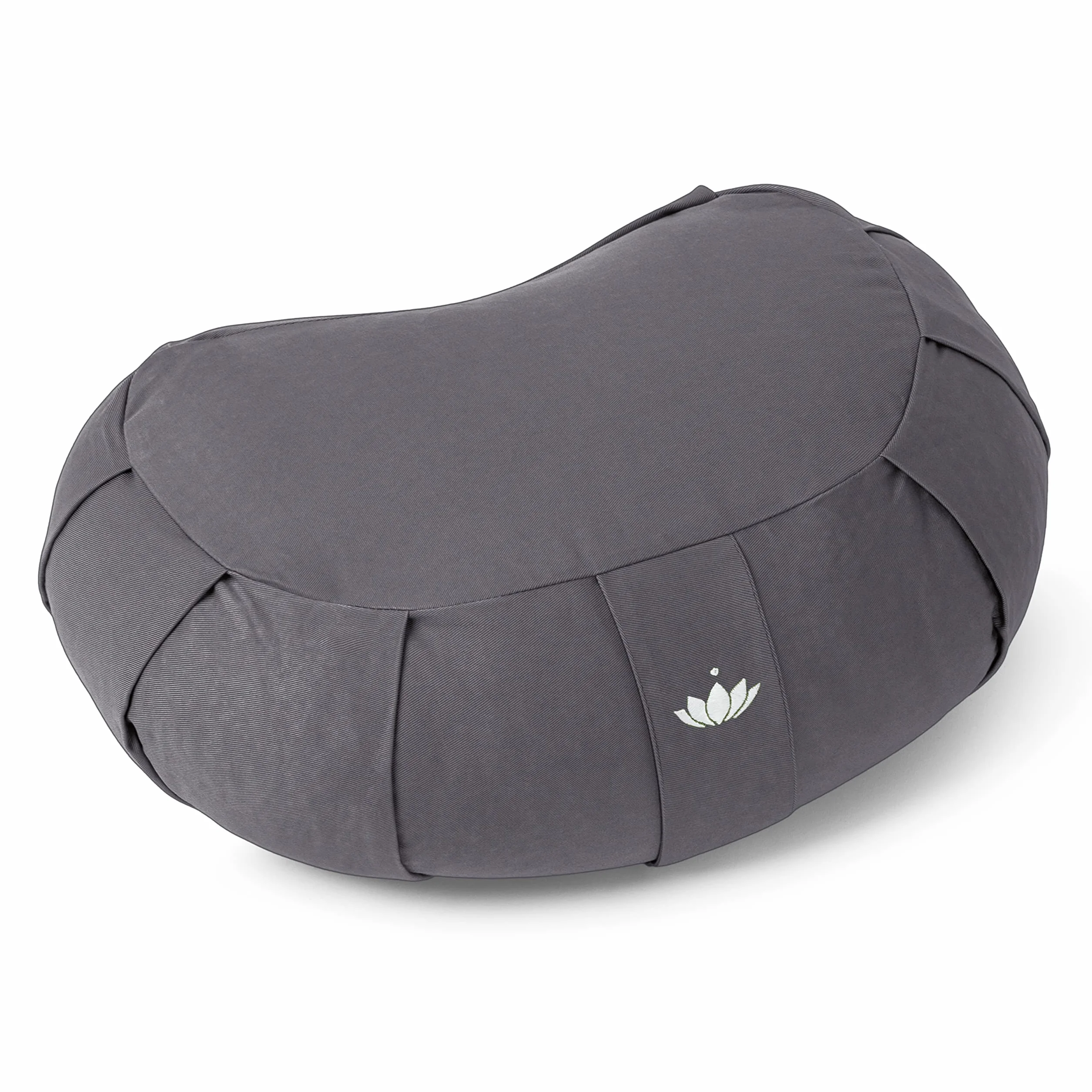 Lotuscrafts Cojin de Meditación Zafu Media Luna 15 cm Relleno Espelta Algodón Lavable Certificado GOTS