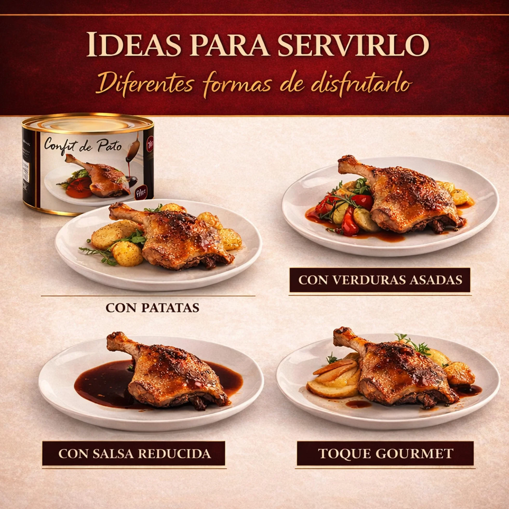 POLGRI Confit de Pato Muslos Confitados Gourmet 3825 g 12 Unidades Carne de Caza Premium