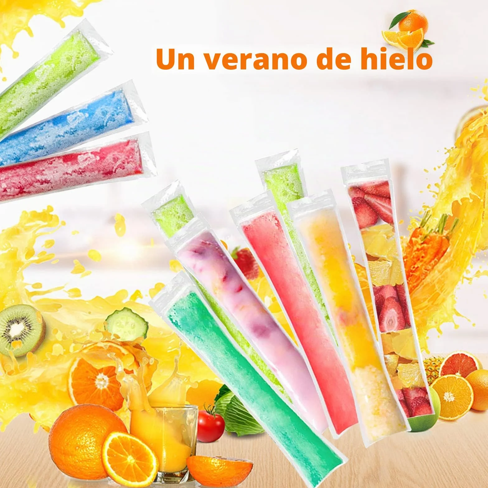 Bolsas para Paletas de Popsicle sin BPA con Embudo 5 x 22 cm