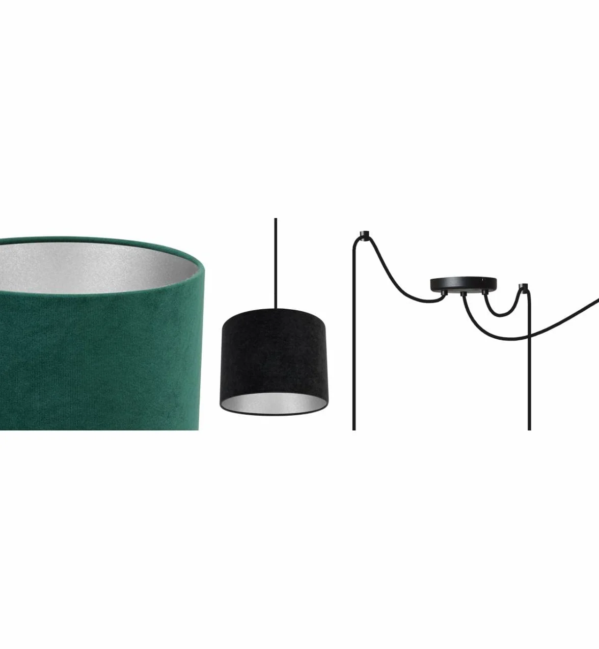 Light-Home Spider Milan Lampara de Techo Colgante - Lámpara de Araña - Lampara de Techo Modernas - Metal y Tela - 3 Luce - E27 - Beige y plata