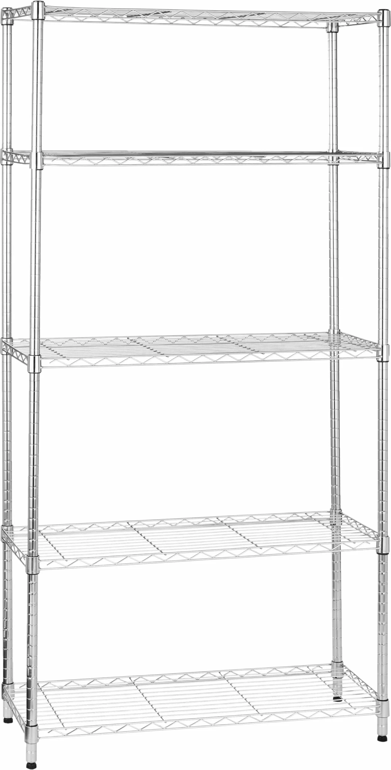 Amazon Basics Estantería 5 Baldas Ajustable 680 kg Cromado 35.6 x 91.4 x 182.9 cm