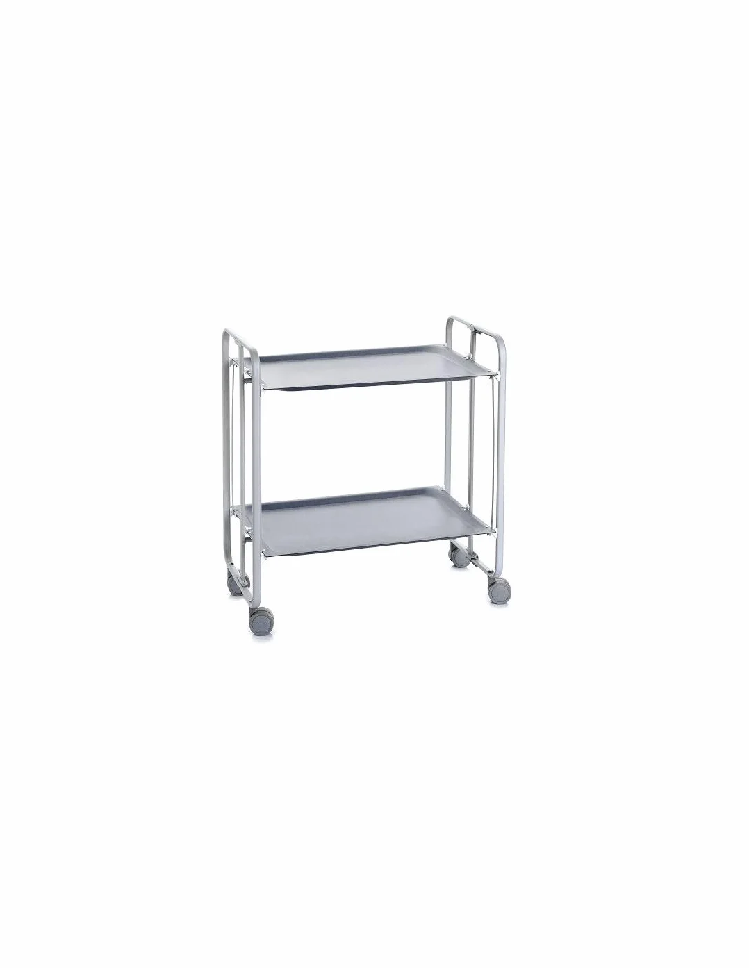 DON HIERRO - Carrito auxiliar con ruedas BAUHAUS, armazón metálico de color gris, 2 bandejas-Gris