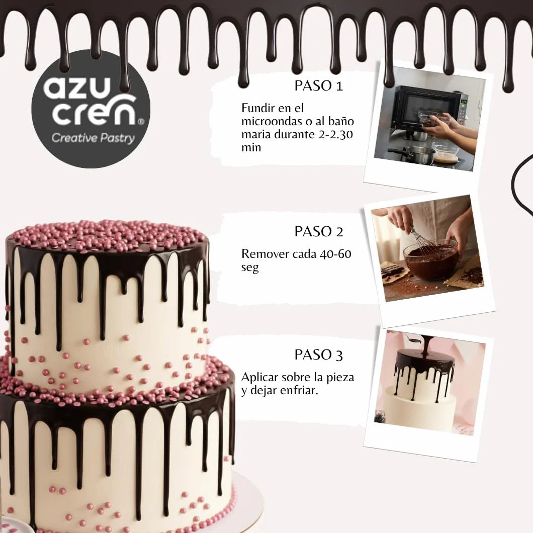 Azucren Cobertura para Derretir Sabor Chocolate 250 g Rosa