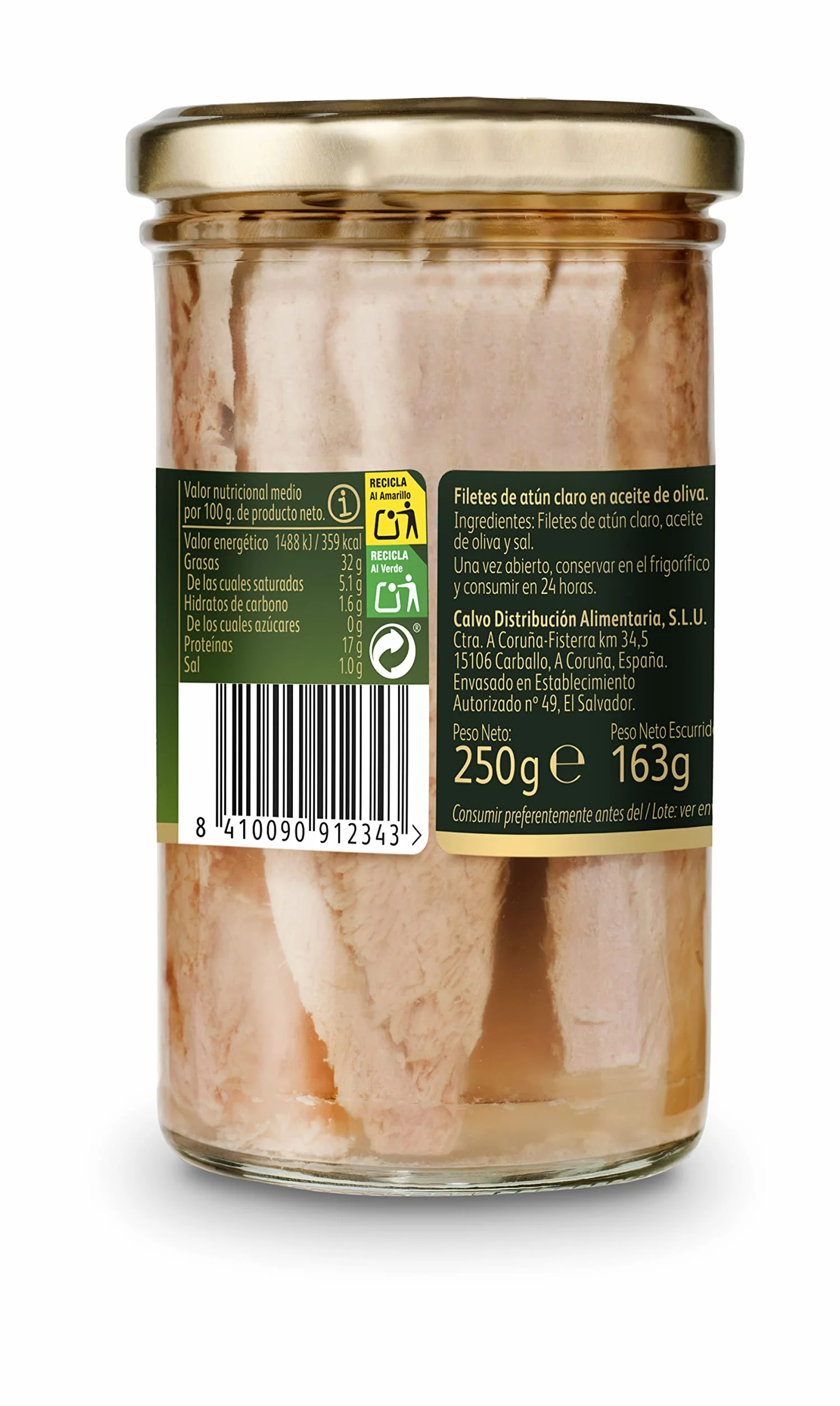 Calvo Filetes de Atún Claro en Aceite de Oliva 250g