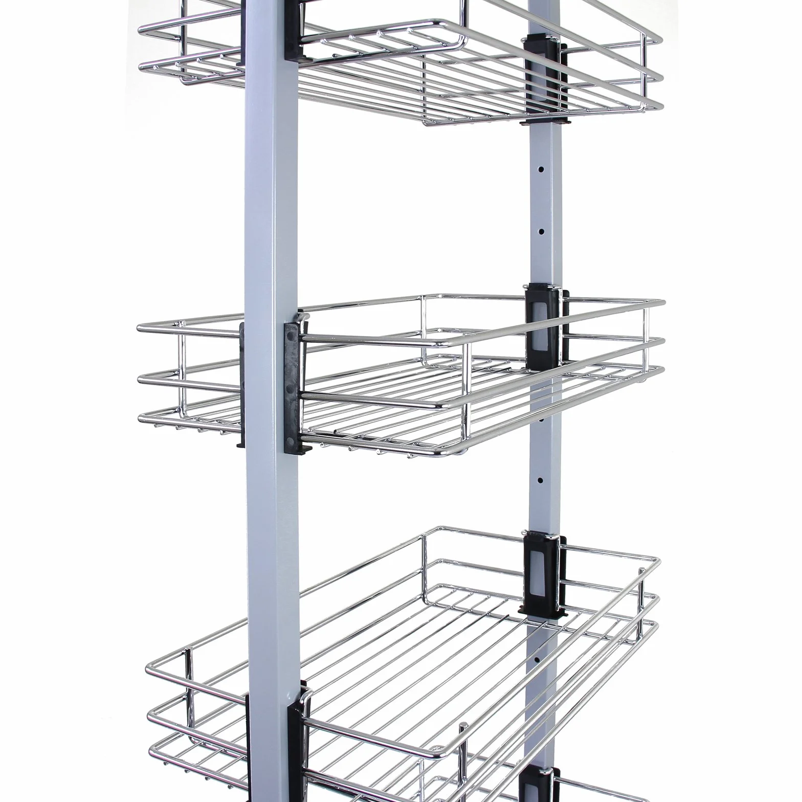 KUKOO - Columna Despensero Extraíble de Cocina en Acero Inoxidable con 6 Cestos 46cm x 25,2cm x 170-195cm