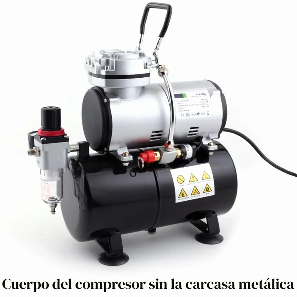 Compresor de aerógrafo Fengda FD-186A con calderín/ORIGINAL FENGDA/regulador de presión / 3L / 4 bar/parada automática