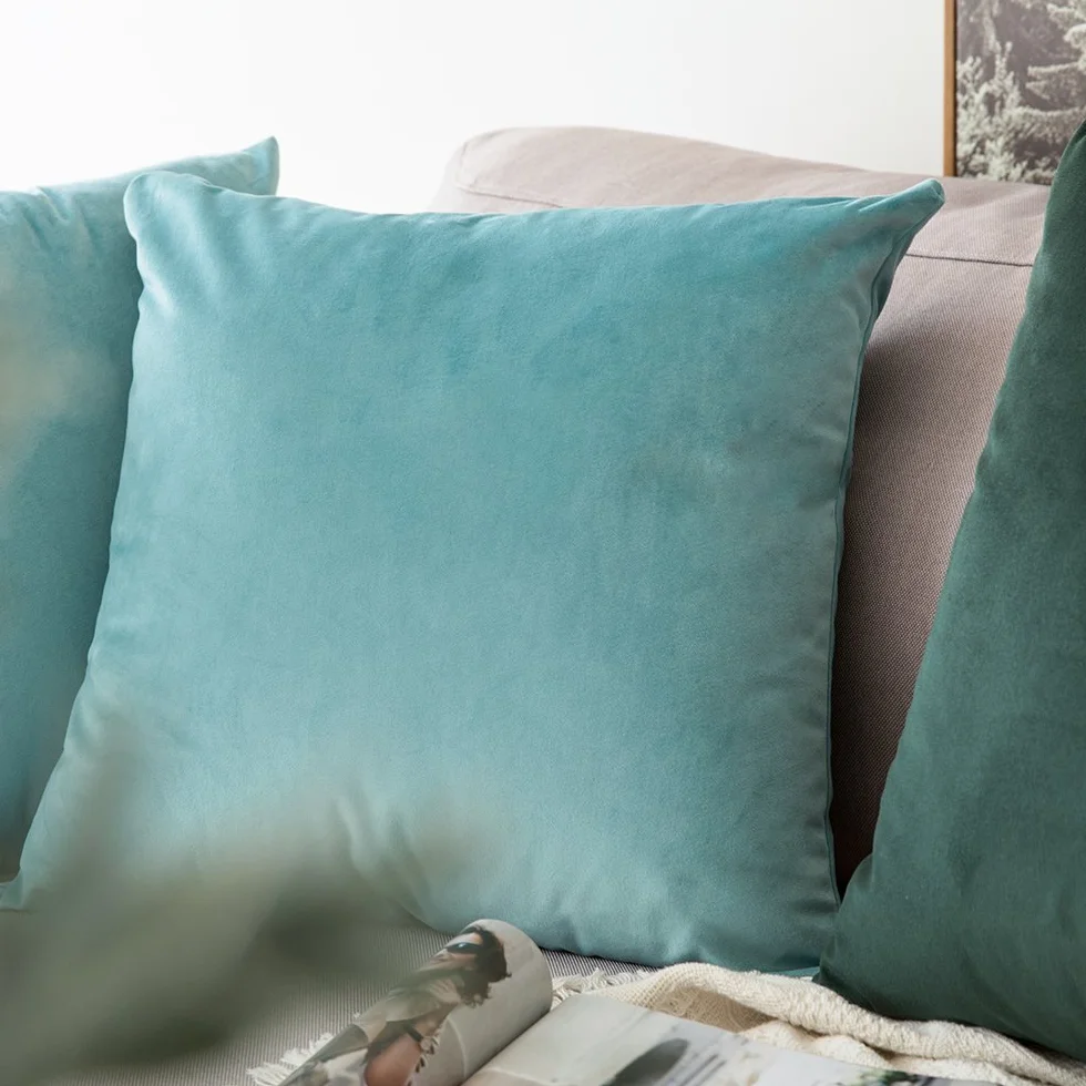 MIULEE Funda Cojines de Terciopelo 40x40cm 2 Piezas Agua Verde para Sofa Cama Silla