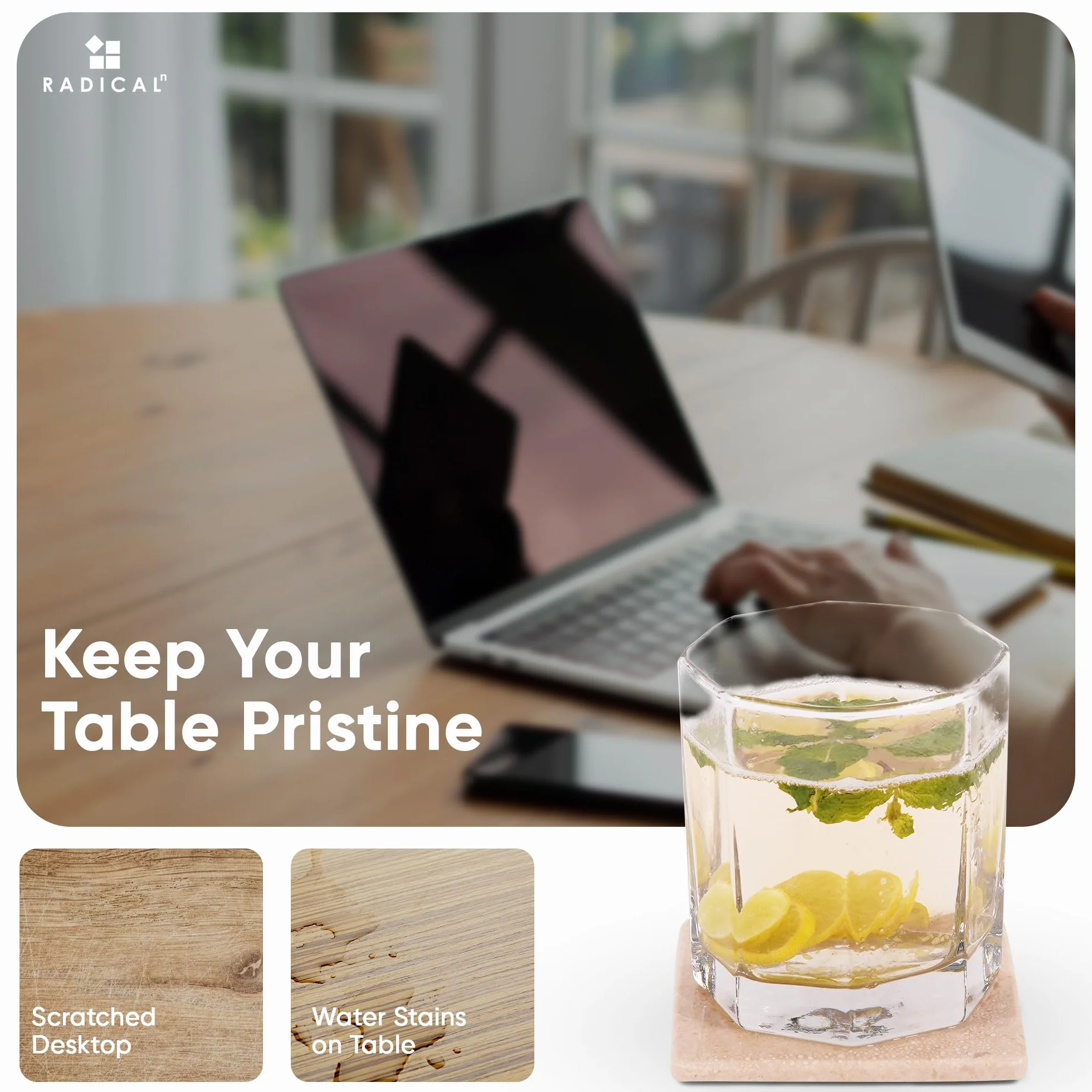 Posavasos Cuadrados de Mármol de 3.5 Pulgadas Hechos a Mano para Decoración Moderna de Escritorio y Cocina