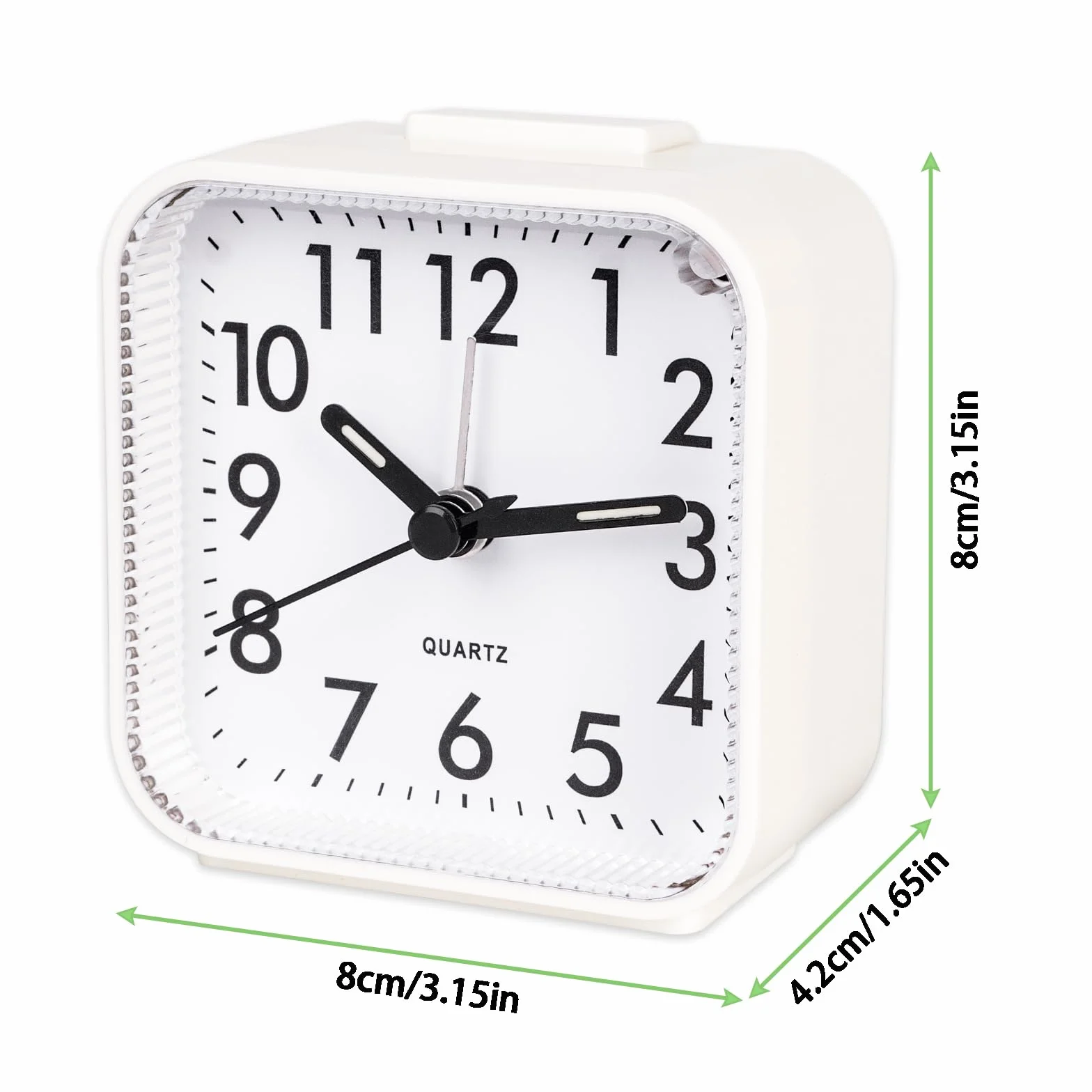 CIMOYBAI 2 Piezas Despertador Analógico Sin Tictac, Despertador Blanco con Luz, Función Snooze, Portátil, Luminoso, Silencioso Pequeño Despertador de Viaje para Dormilones Profundos