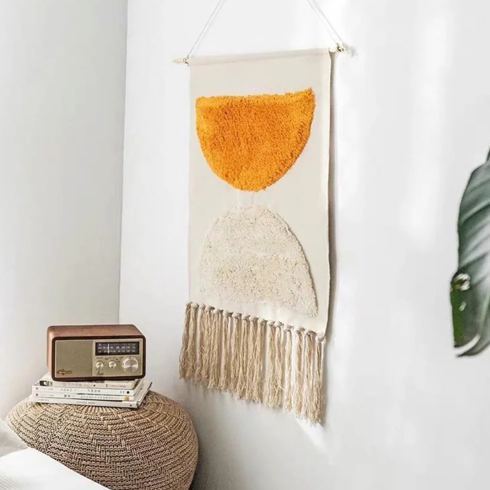 BMIDOT Tapiz de pared de algodón bohemio para colgar en la pared, con borlas, hecho a mano, para apartamentos, dormitorios, salas de estar, dormitorios, puertas, entradas, oficinas en casa (A1)