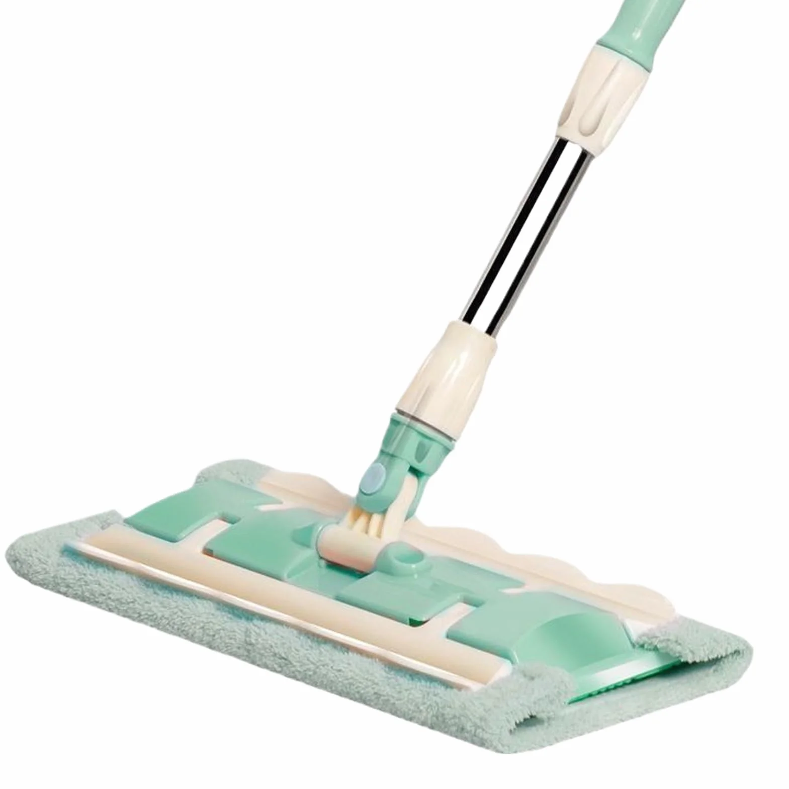 Mopa de Microfibra Fregadora, 7 Almohadillas, Mango Telescópico | Mopa Plana Giratoria 360° Mantenimiento Diario Hogar Baño Cocina Tarima Azulejos Grandes Áreas