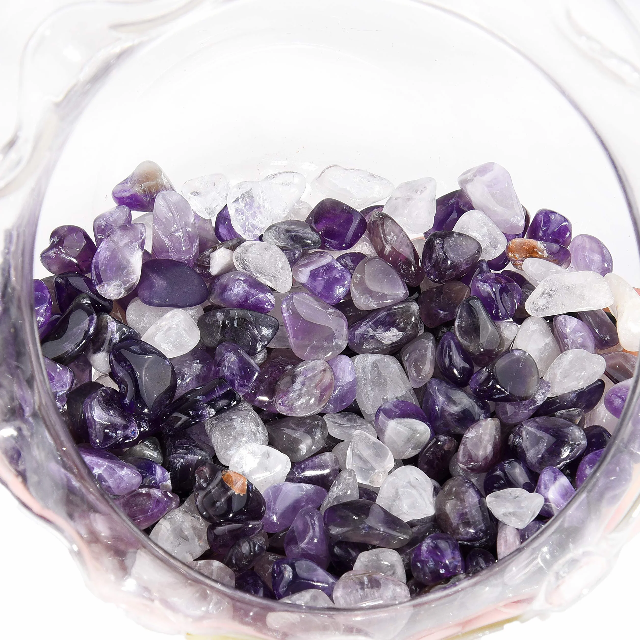 Eco-Fused Piedras de Cristal Pulidas Amatista y Cuarzo – Piedras Naturales con Formas Irregulares para Arte, Manualidades, Joyería, Decoración y Más – Decoración para Acuarios, Plantas y Velas