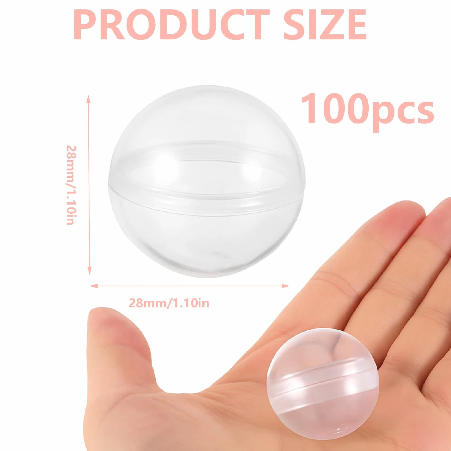 Bolas Transparentes Rellenables 28mm Cápsulas Vacías Redondas para Máquina Expendedora