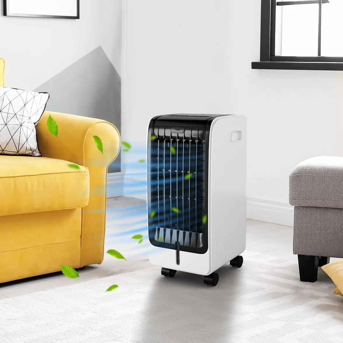 GOPLUS Aire Acondicionado Portátil 4 en 1 con Depósito de Agua 6L, Purificación Ventilador Humidificador Enfriador de Aire Móvil, Climatizador Evaporativo 3 Velocidad, Temporizador 8H, Control Remoto
