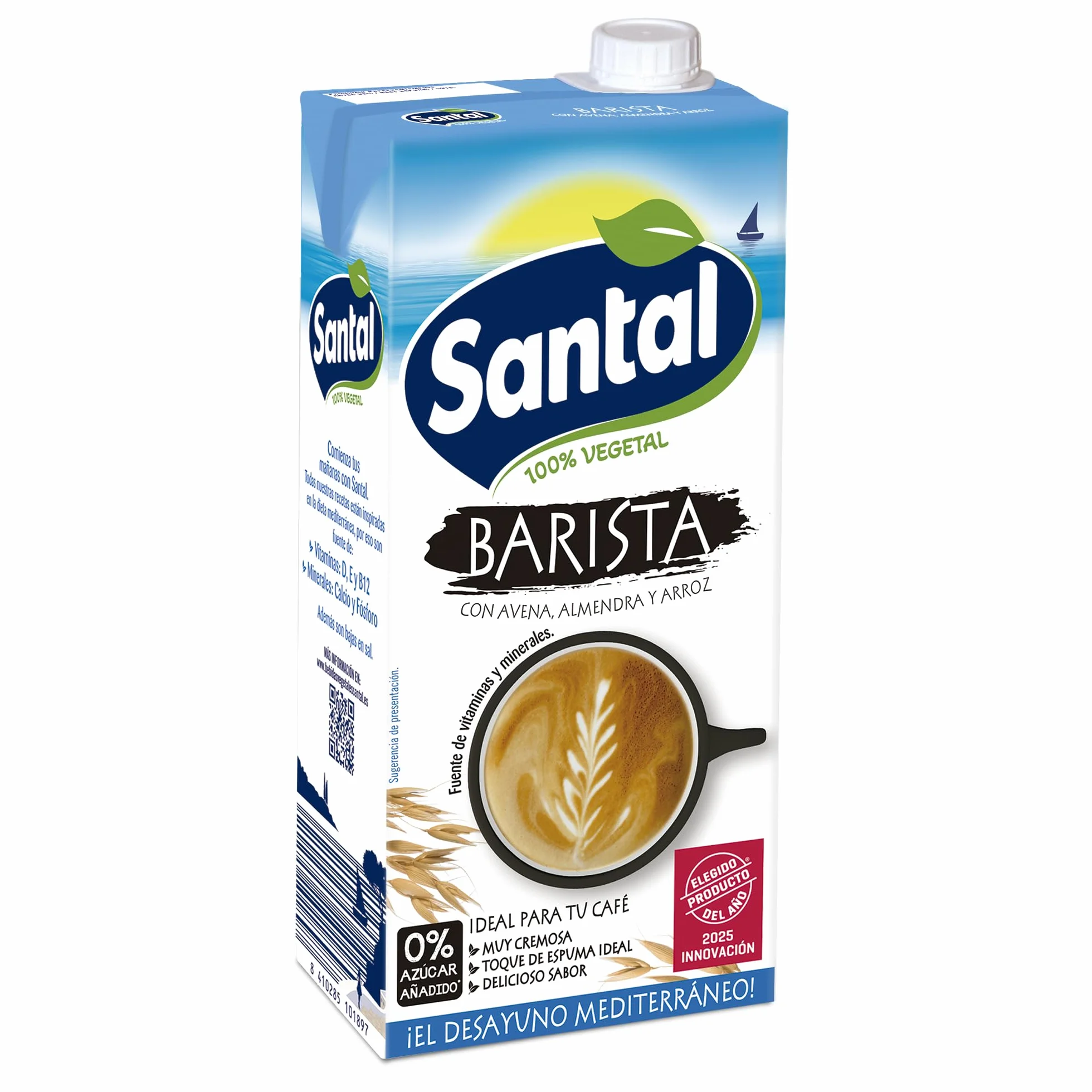 Santal Bebida Vegetal Barista Almendra Avena Arroz Sin Azúcares Añadidos Alternativa Leche Pack 6 x 1 Litro