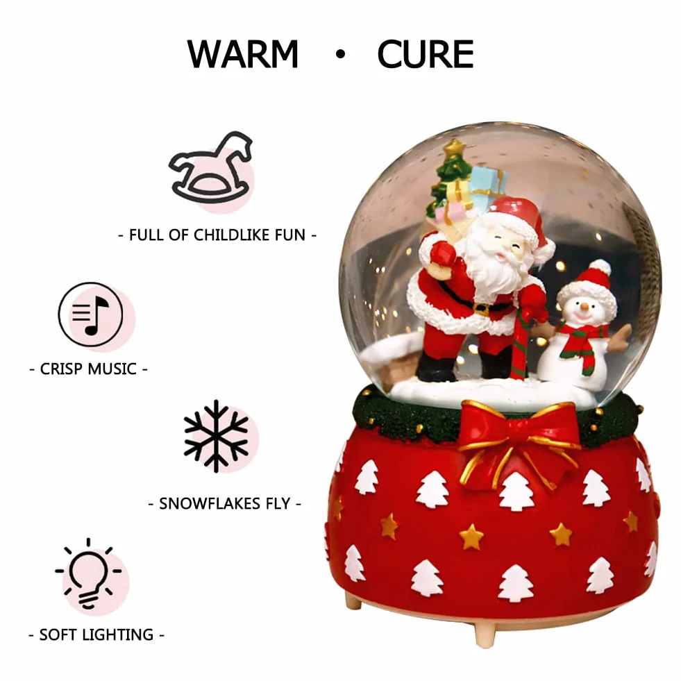 Linternas de Globo de Nieve de Navidad con Purpurina Giratoria Rojo