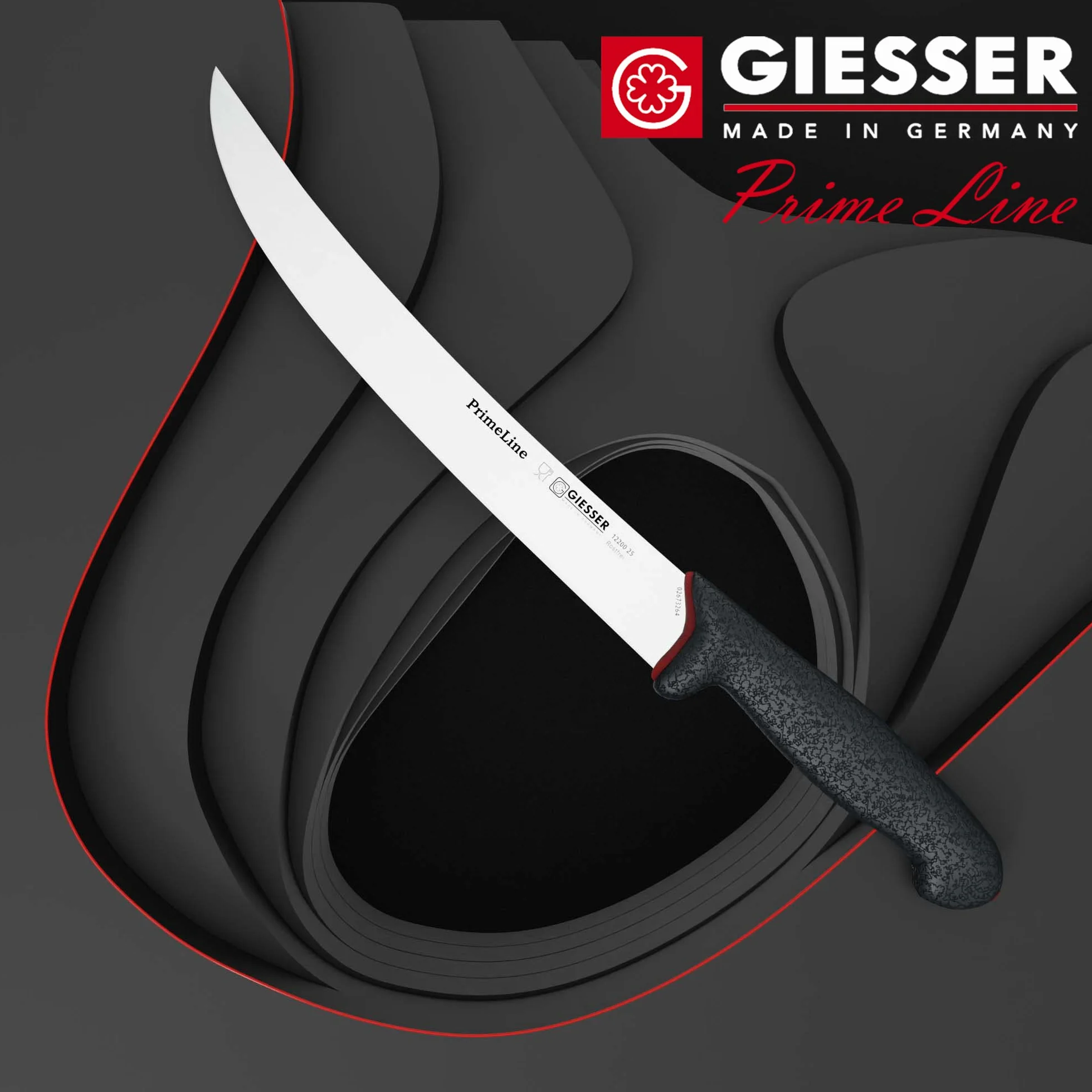 GIESSER Since 1776 - Made in Germany - Cuchillo de Corte con Mango Antideslizante PrimeLine, Negro, Cuchillo de pelar Afilado, Apto para el lavavajillas, Acero Inoxidable