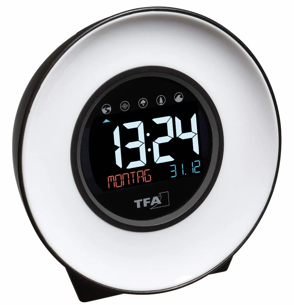 TFA Dostmann Moodlight 60.2023.02 Reloj Despertador Digital con Luz de Estado de Ánimo, Temporizador, Blanco