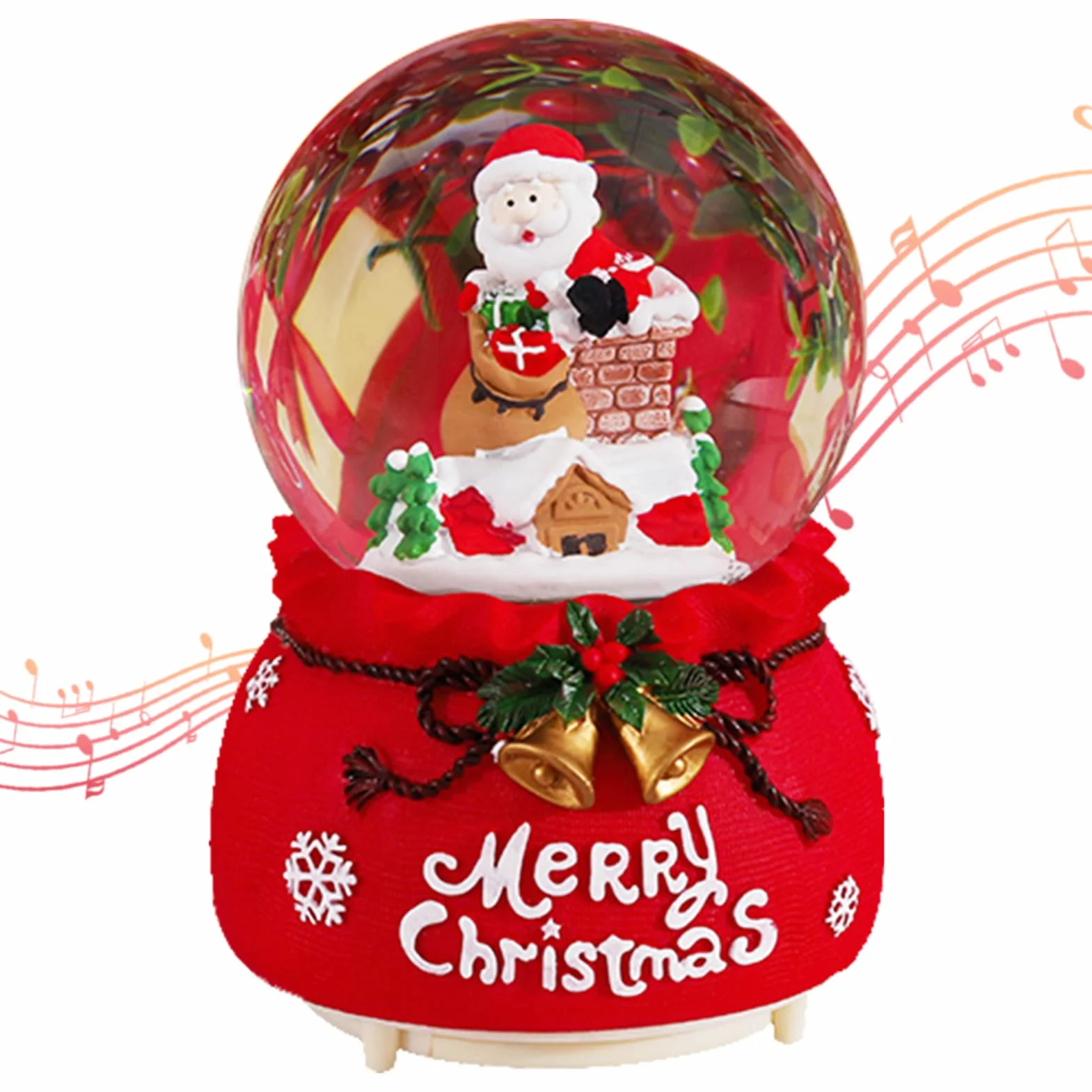 Linterna de Navidad Bola de Agua Papá Noel Música Giratoria Intermitente Regalos Decoración Hogar