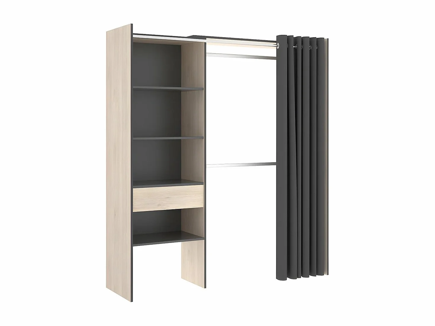 DEKIT GRUPO RIMOBEL SUIT - Vestidor con cajón y cortina - Natural / Grafito
