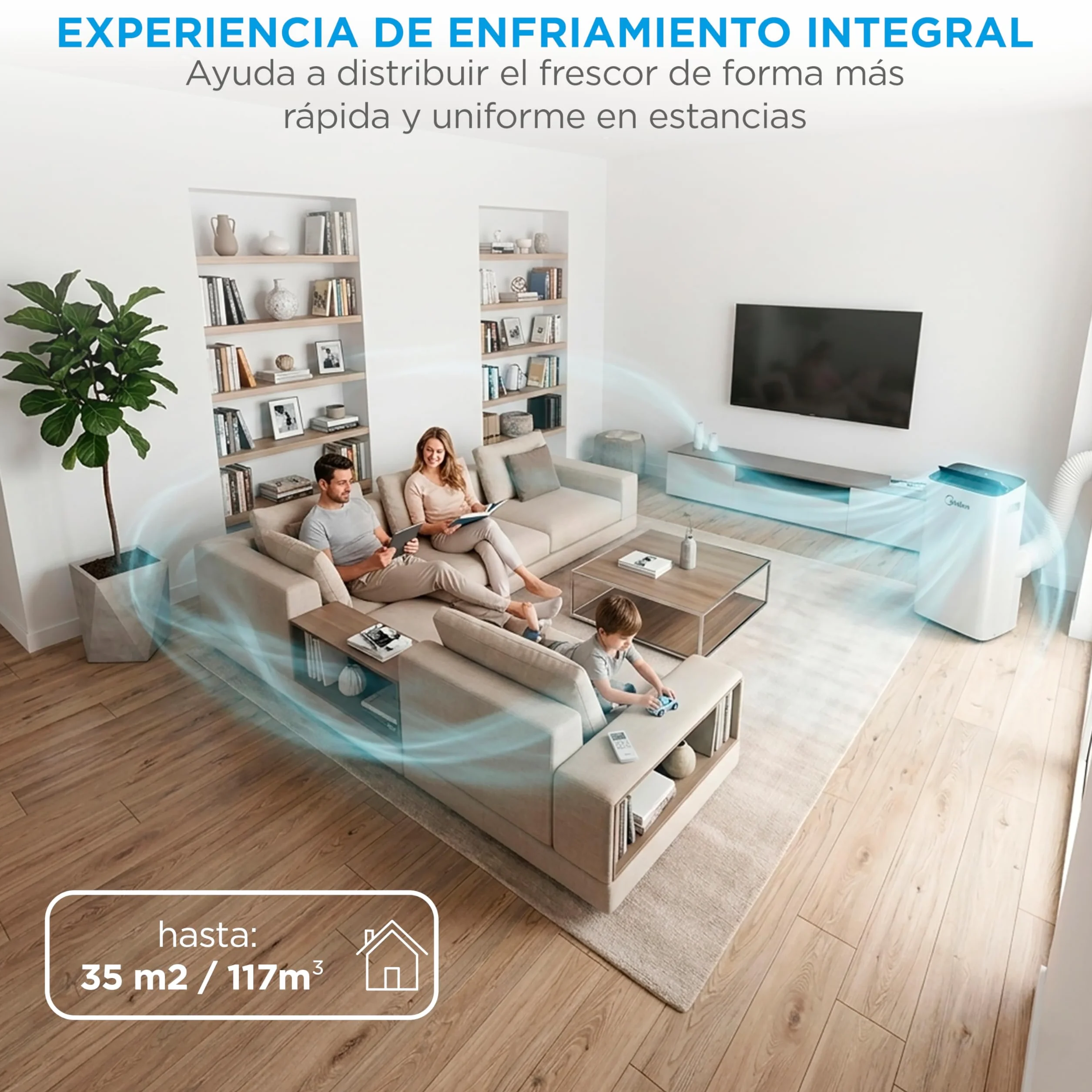 MIDEA Pingüino Aire Acondicionado Portátil 4 en 1 | 3000 Frigorías/12.000 BTU con Control por App | Climatizador y Deshumidificador hasta 35m2 - Modo Sleep, Mando a Distancia | Incluye kit de ventana