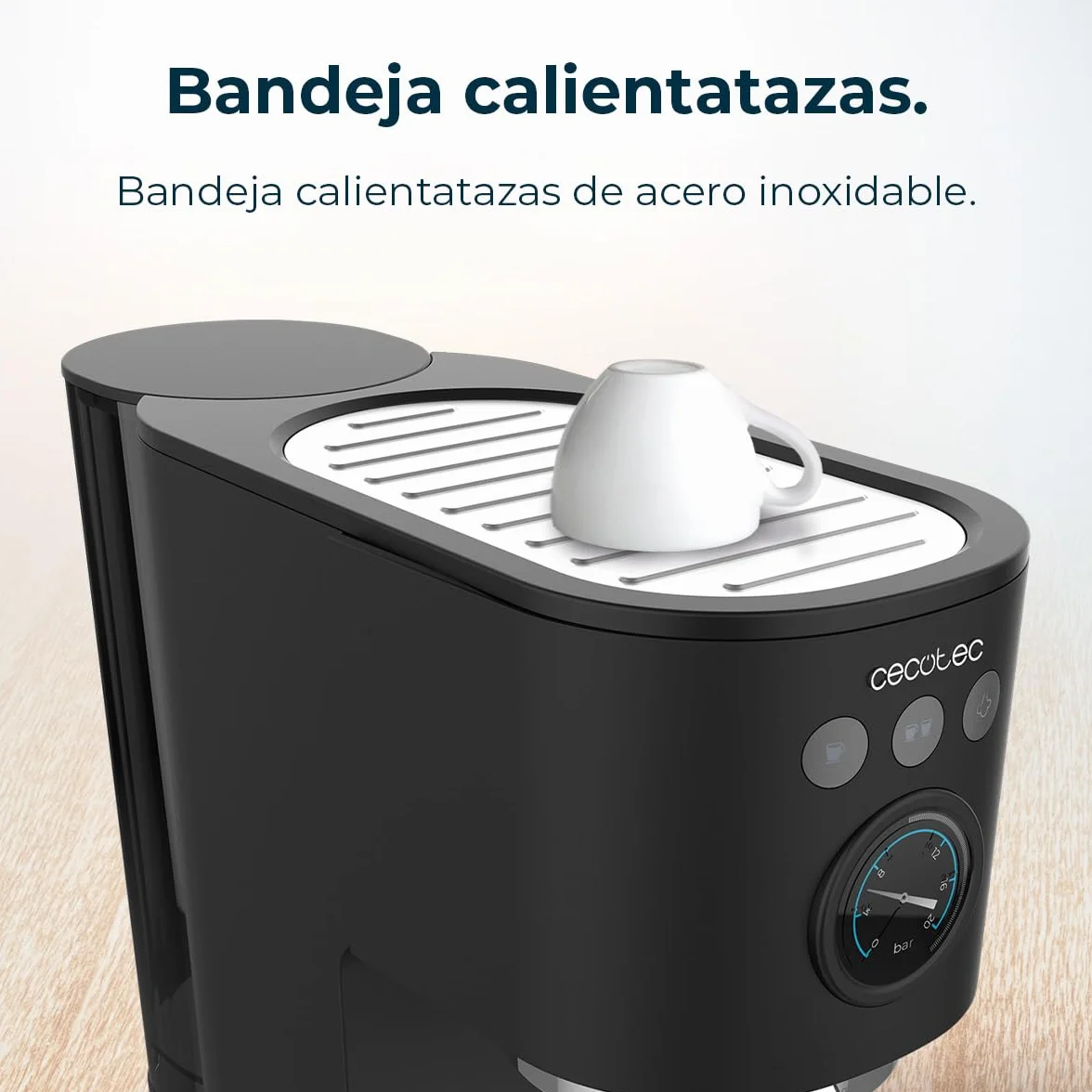 Cecotec Cafetera Express Cafelizzia Fast Pro. 1350 W, Thermoblock, ForceAroma de 20bars, Vaporizador Orientable, Brazo Doble, Bandeja Calienta Tazas, Depósito de Agua Extraíble