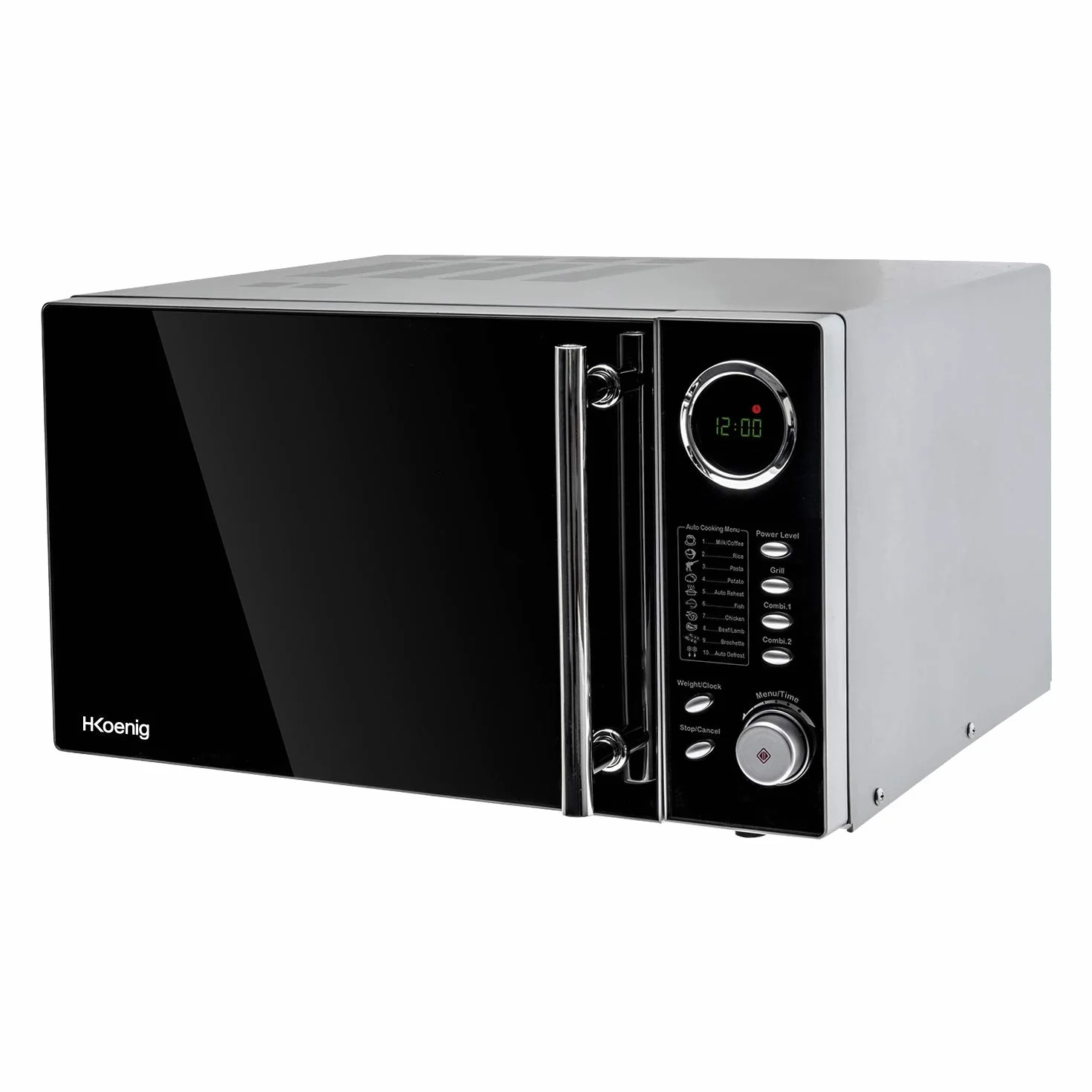 H.Koenig VIO9 Microondas con Grill, Potencia 900 W y Potencia Grill 1000W, 25 litros, Temporizador hasta 95 min, Pantalla LED, 5 Niveles de Potencia de Calentado, Modo Grill y Descongelador
