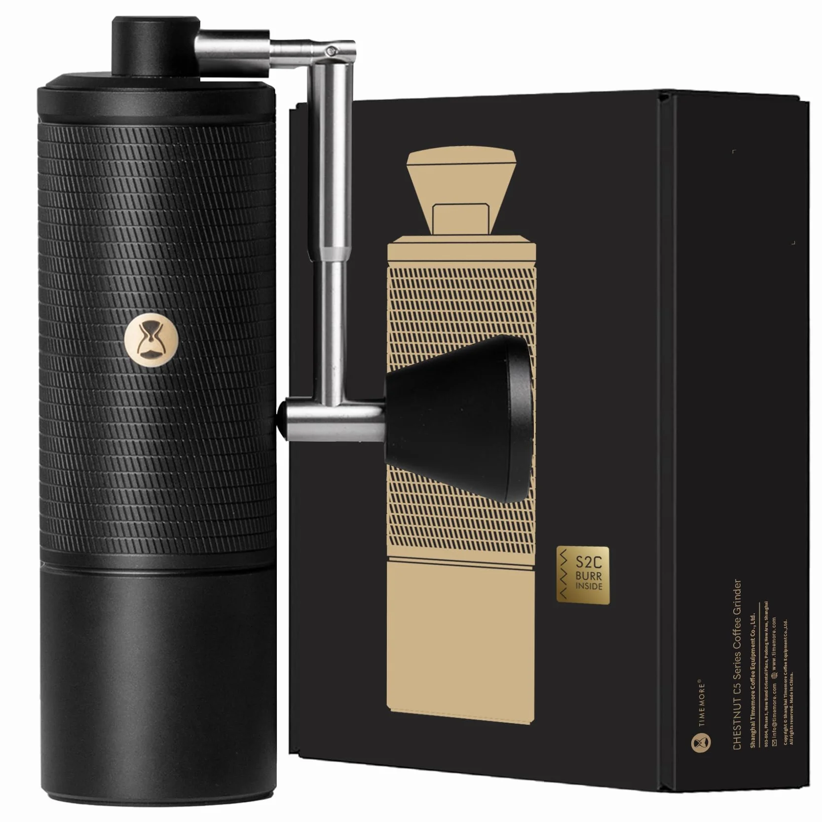 TIMEMORE C5 ESP Pro Molinillo de Café Manual con Fresa Cónica S2C-042-III, Ajuste de Precisión de 0,015mm, Molinillo de Café Manual Portátil Todo-Metal para Espresso/Prensa Francesa/Método de Vertido