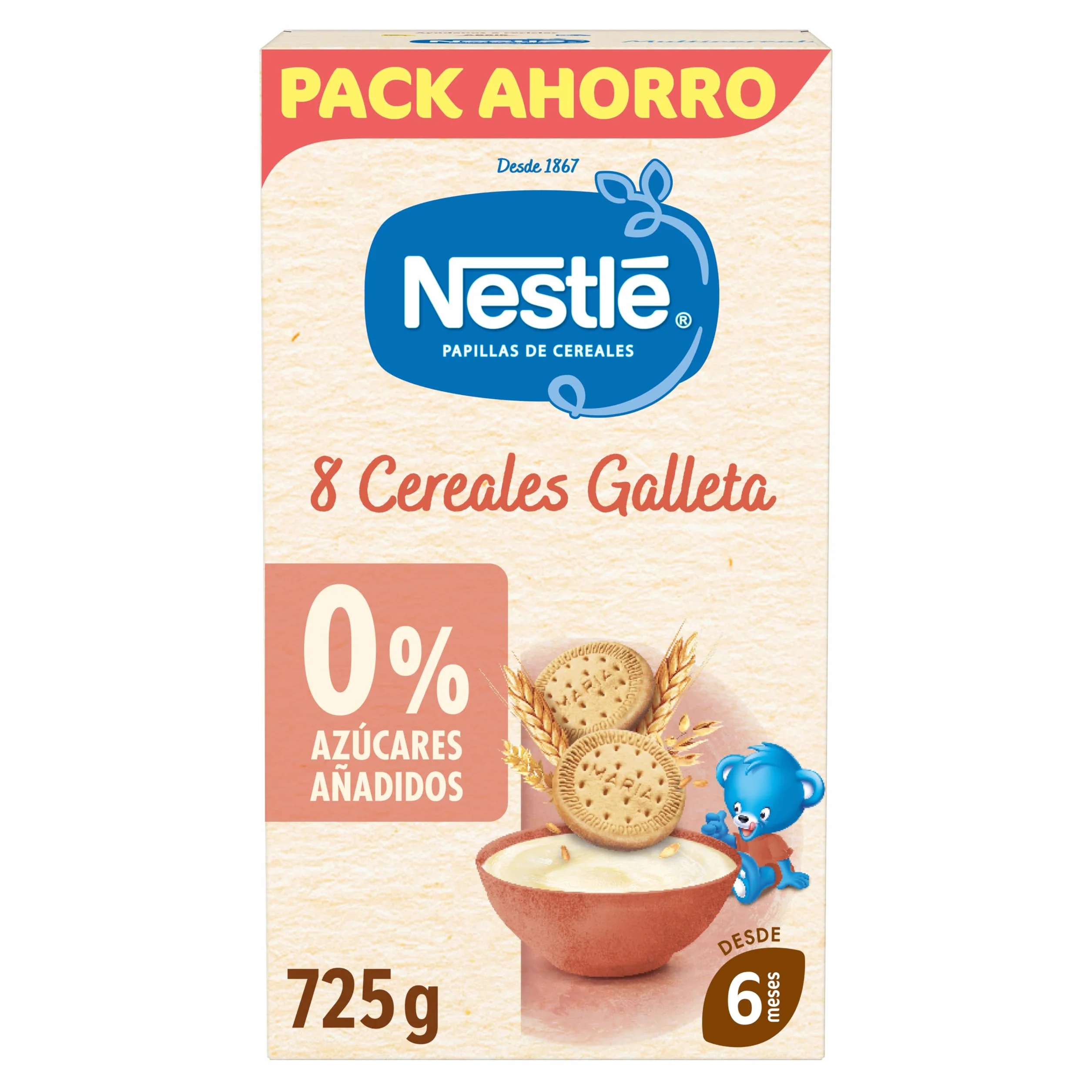 Nestle Papilla 8 Cereales con Galleta, 725 g