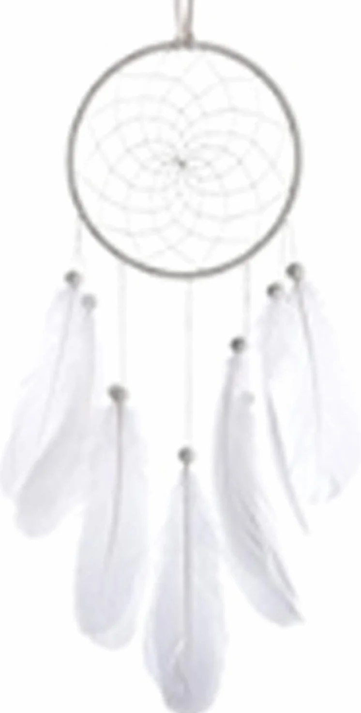 HDDH - Atrapasueños con Plumas a Mano, Adorno Boho Dream Catcher para Dormitorio, hogar, decoración de Pared móvil, decoración Decorativa para niñas, niños, Regalo (Blanco)