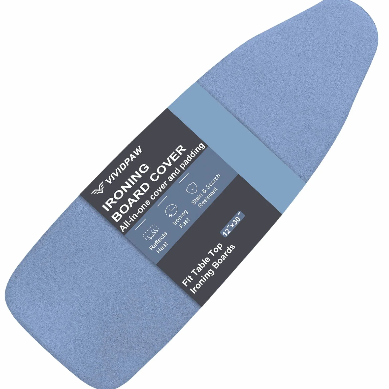VividPaw Funda y almohadilla para tabla de planchar pequeña de 12,5 x 30 pulgadas, borde elástico, revestimiento de silicona, resistente a la quemadura, funda acolchada resistente para mini tabla de