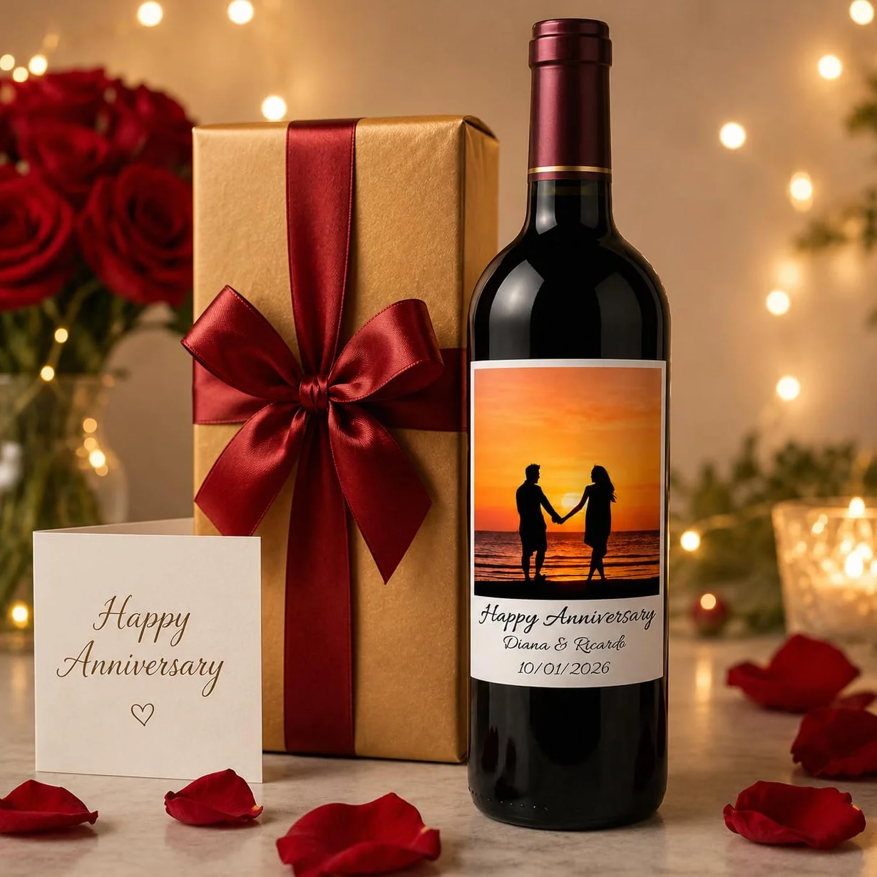 Etiquetas impermeables personalizadas para botellas de vino, resistentes al desgarro, imprimibles
