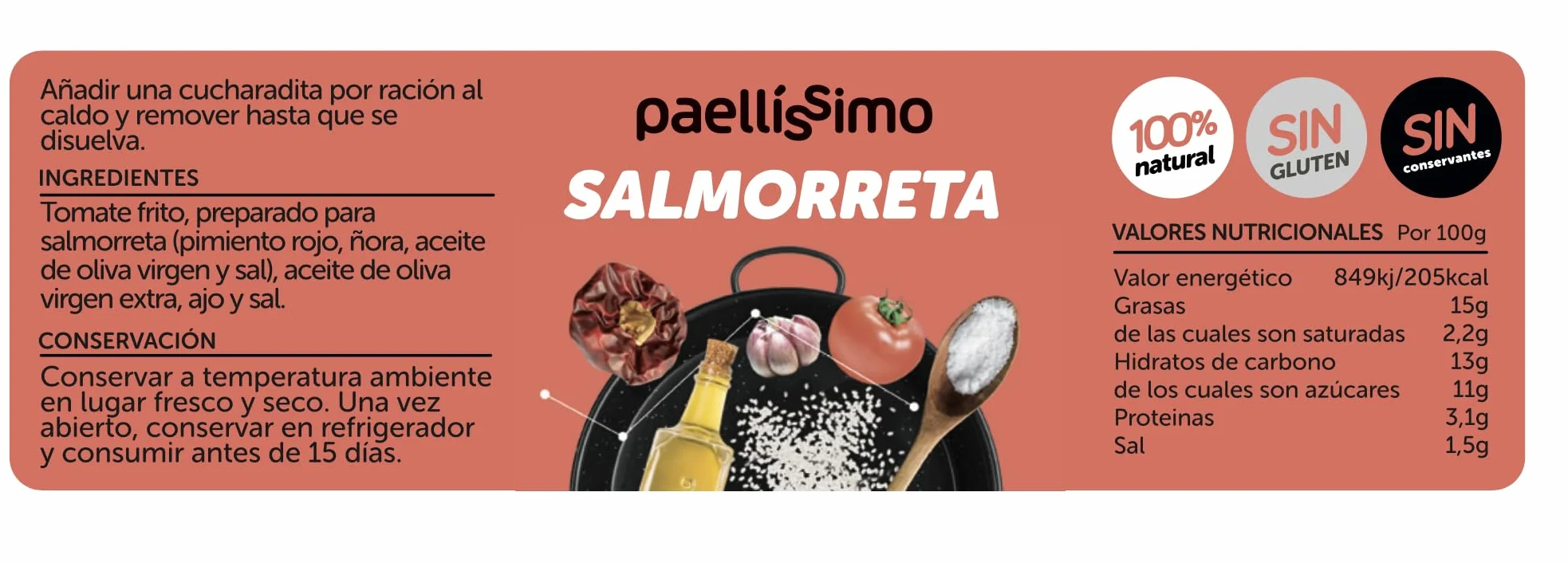 Salmorreta para Paella, Salsa Alicantina, Sofrito para Arroces y Guisos - 2 Tarros 110gr