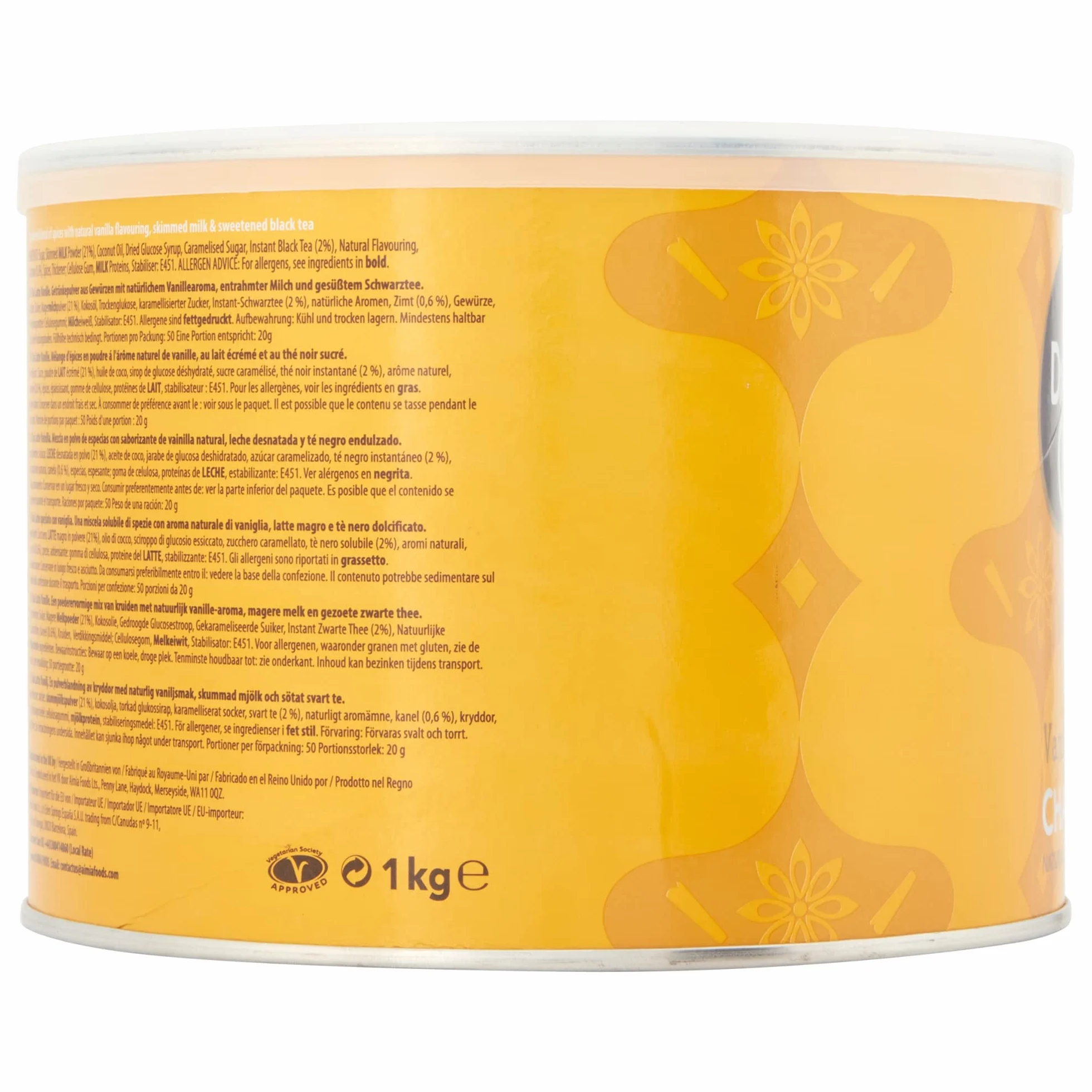 Drink Me Chai Té Chai Latte de Vainilla 1 kg Paquete de 1 50 Porciones