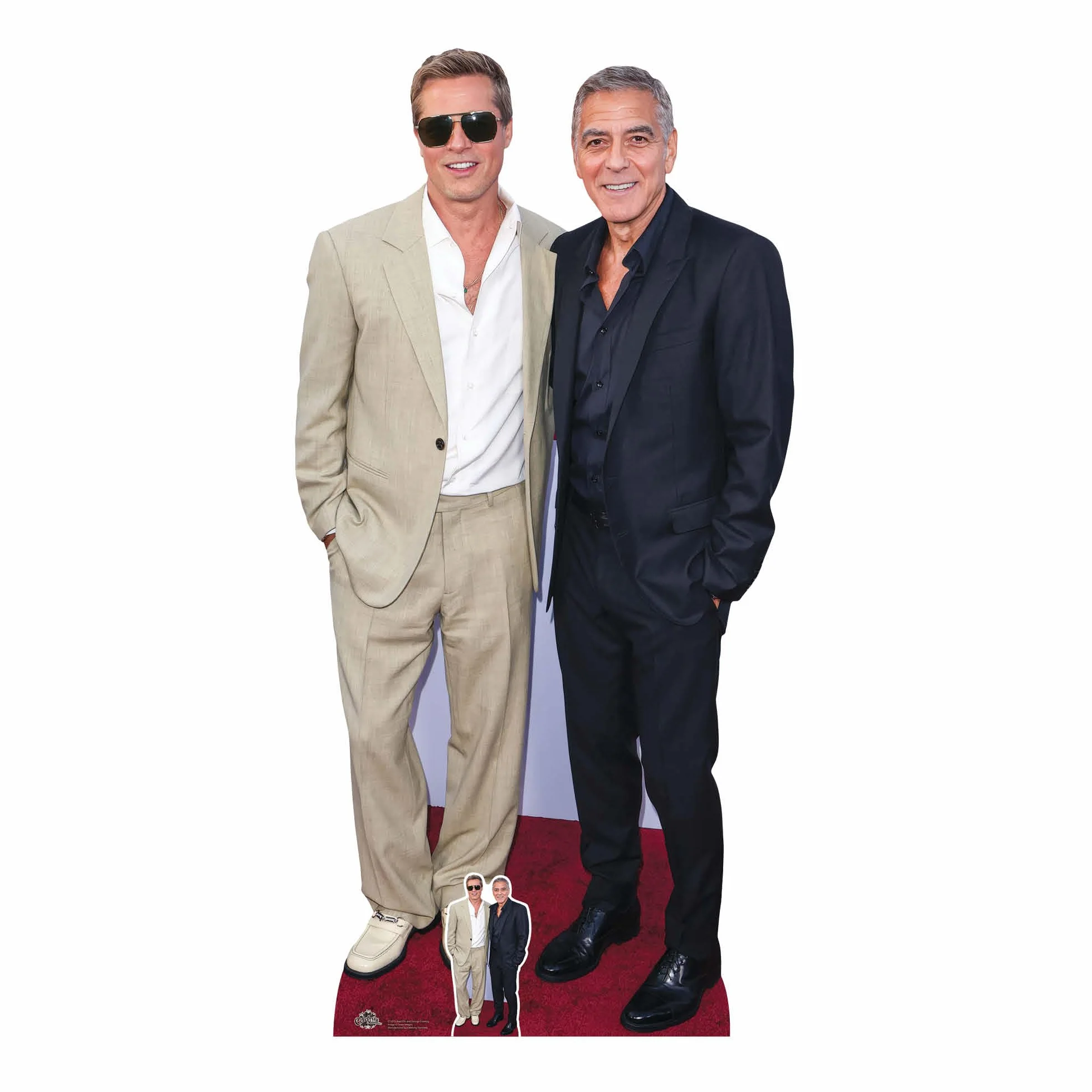 Star Cutouts CS1215 Brad Pitt y George Clooney Altura 185 cm Recorte de cartón con tamaño Real con Mini – Ideal para fanáticos de celebridades, televisión y películas, cumpleaños y Eventos VIP