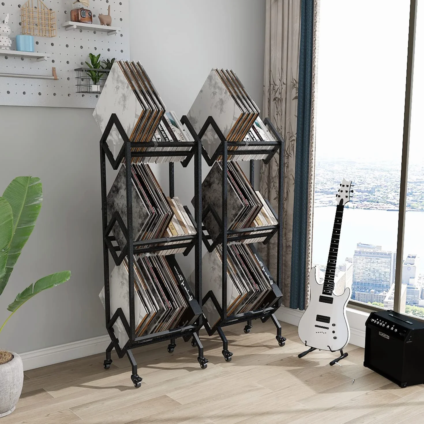 VEDECASA Estantería para discos de vinilo DJ, soporte de exhibición LP, 3 niveles