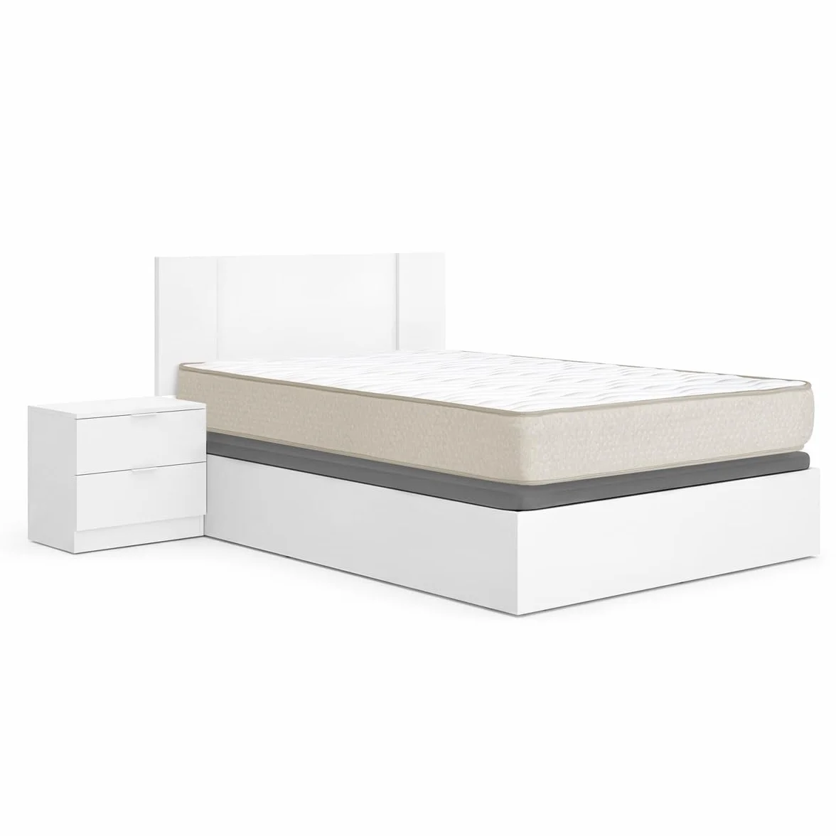 DEKIT - Pack Ahorro Dormitorio Canapé Nest con Cabezal Flow con 1 Colchón viscoelástico Nova 135 x 190 cm, Altura 20 cm