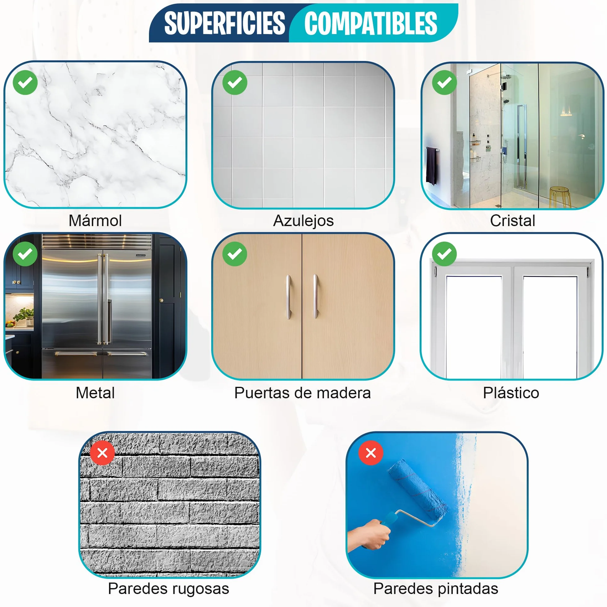 12 Ganchos Adhesivos para Pared de Acero inoxidable - Soporta Hasta 20kg - TAMAÑO GRANDE 7x7cm -