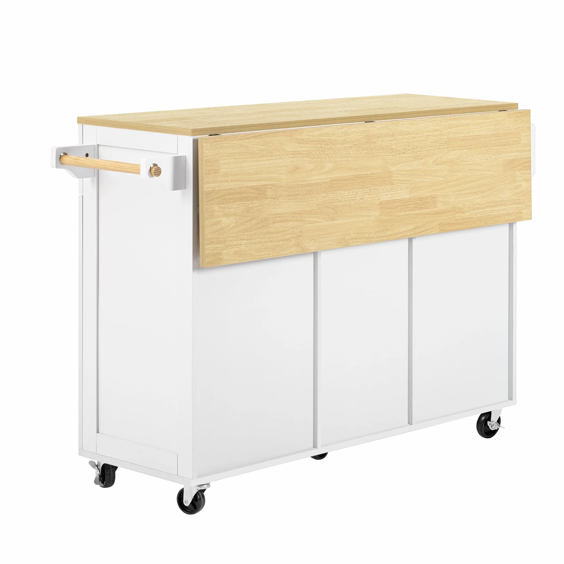 Isla de cocina con ruedas, extensible para comedor, isla de cocina con cajones multifunción, ideal para cocina y comedor (blanco)