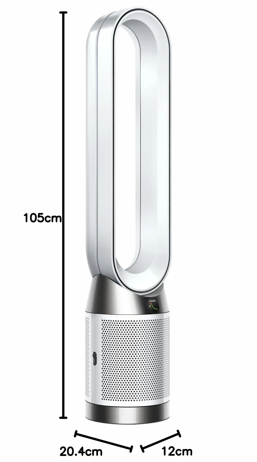 Dyson Purifier Cool™ PC1 Ventilador de Torre y Purificador de Aire, Filtro HEPA H13, Refrigeración Potente, Control por App y Mando, Sin Aspas, Oscilación 350°, Blanco